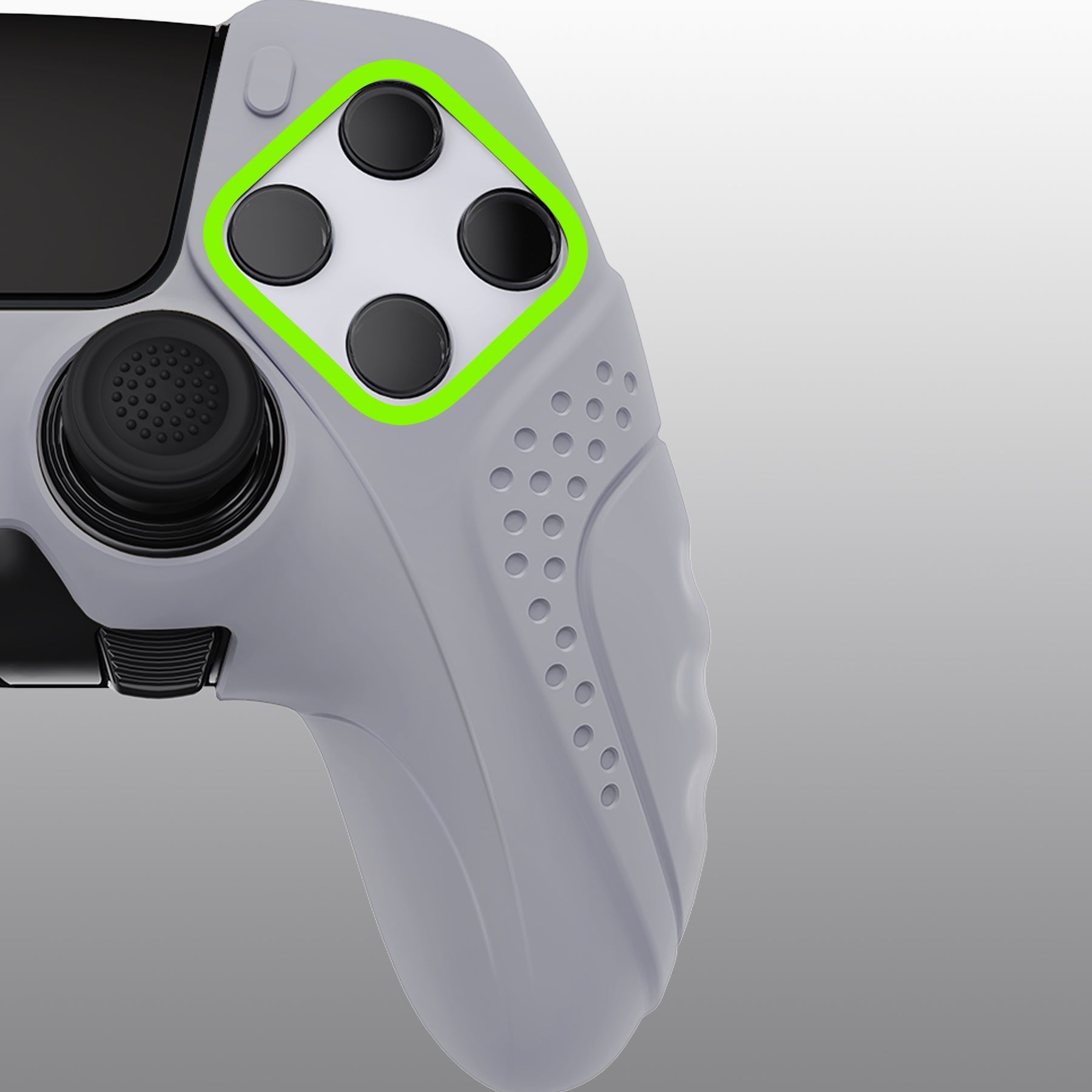 PlayVital Guardian Edition Anti-Slip Ergonomic Silicone Cover Case with Thumb Grip Caps for PS5 Edge Controller - Metallic Gray PlayVital