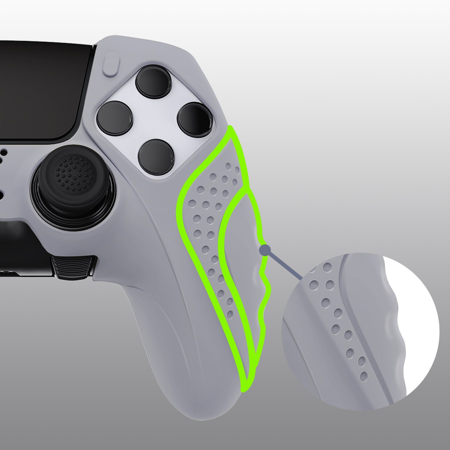 PlayVital Guardian Edition Anti-Slip Ergonomic Silicone Cover Case with Thumb Grip Caps for PS5 Edge Controller - Metallic Gray PlayVital