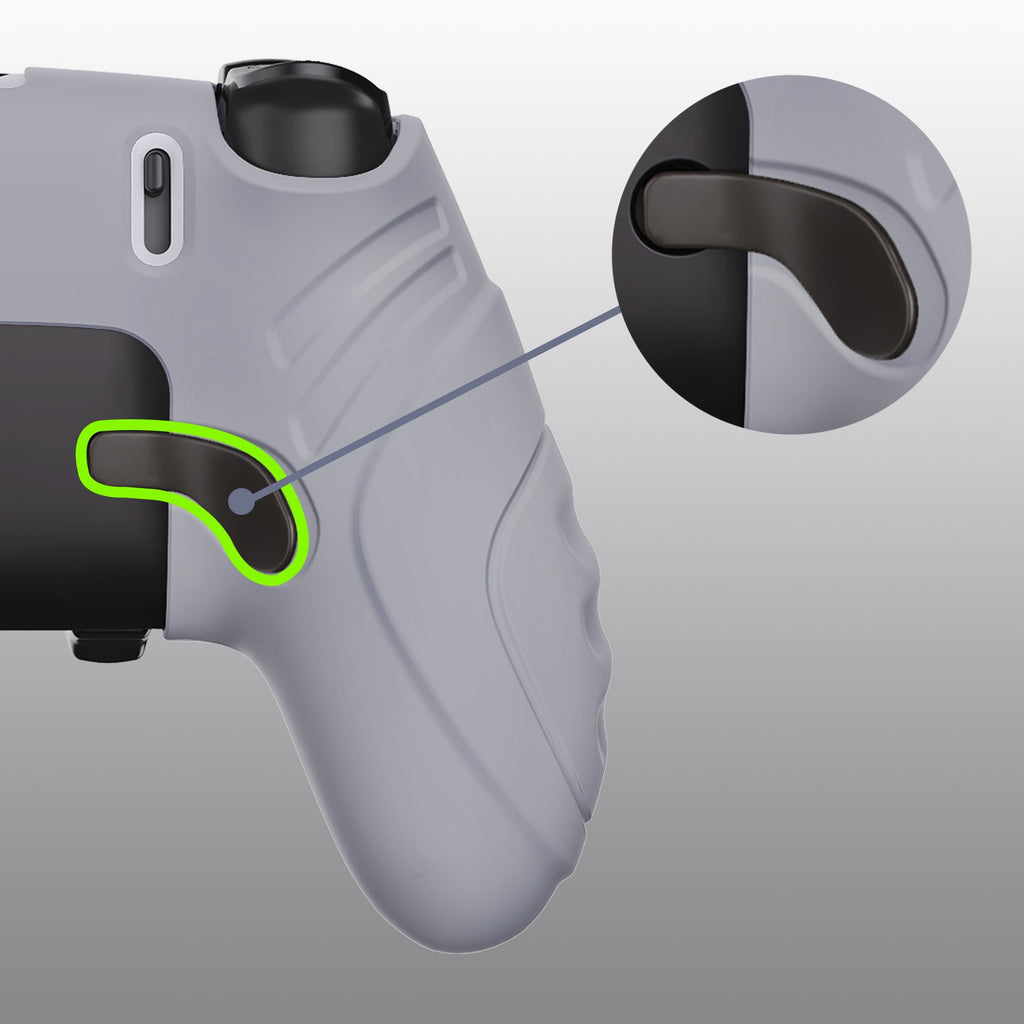 PlayVital Guardian Edition Anti-Slip Ergonomic Silicone Cover Case with Thumb Grip Caps for PS5 Edge Controller - Metallic Gray PlayVital