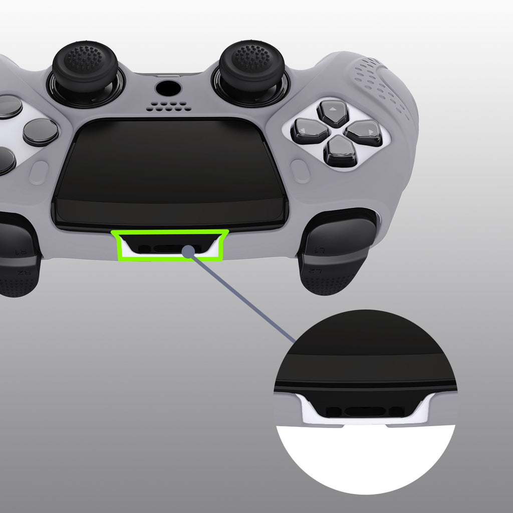 PlayVital Guardian Edition Anti-Slip Ergonomic Silicone Cover Case with Thumb Grip Caps for PS5 Edge Controller - Metallic Gray PlayVital