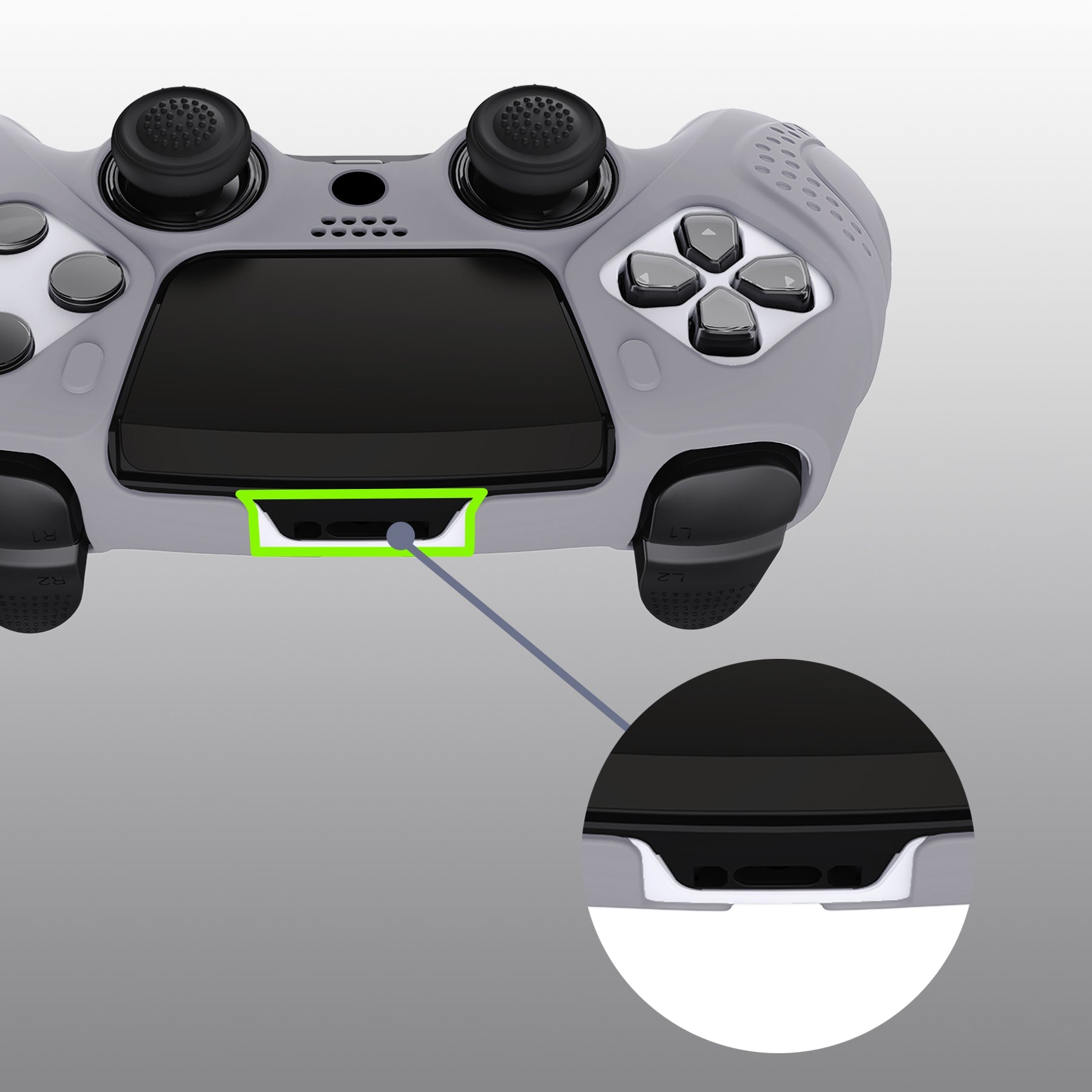 PlayVital Guardian Edition Anti-Slip Ergonomic Silicone Cover Case with Thumb Grip Caps for PS5 Edge Controller - Metallic Gray PlayVital