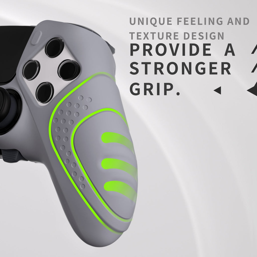 PlayVital Guardian Edition Anti-Slip Ergonomic Silicone Cover Case with Thumb Grip Caps for PS5 Edge Controller - Metallic Gray PlayVital