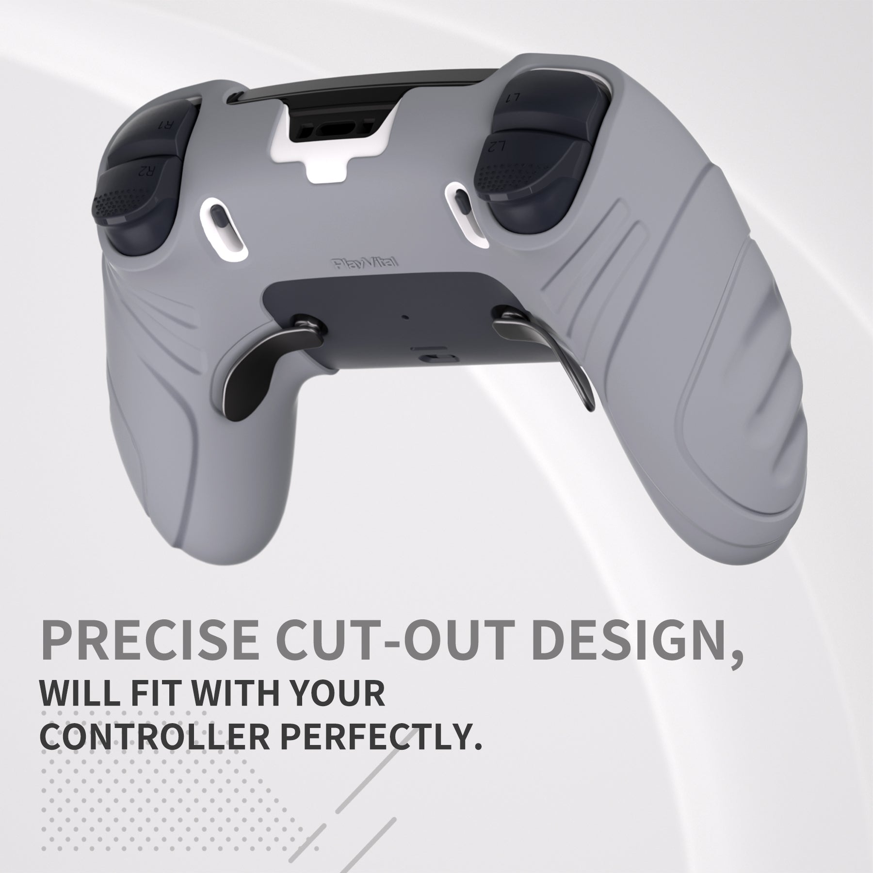 PlayVital Guardian Edition Anti-Slip Ergonomic Silicone Cover Case with Thumb Grip Caps for PS5 Edge Controller - Metallic Gray PlayVital