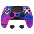 PlayVital Guardian Edition Anti-Slip Ergonomic Silicone Cover Case with Thumb Grip Caps for PS5 Edge Controller - Pink & Purple & Blue PlayVital