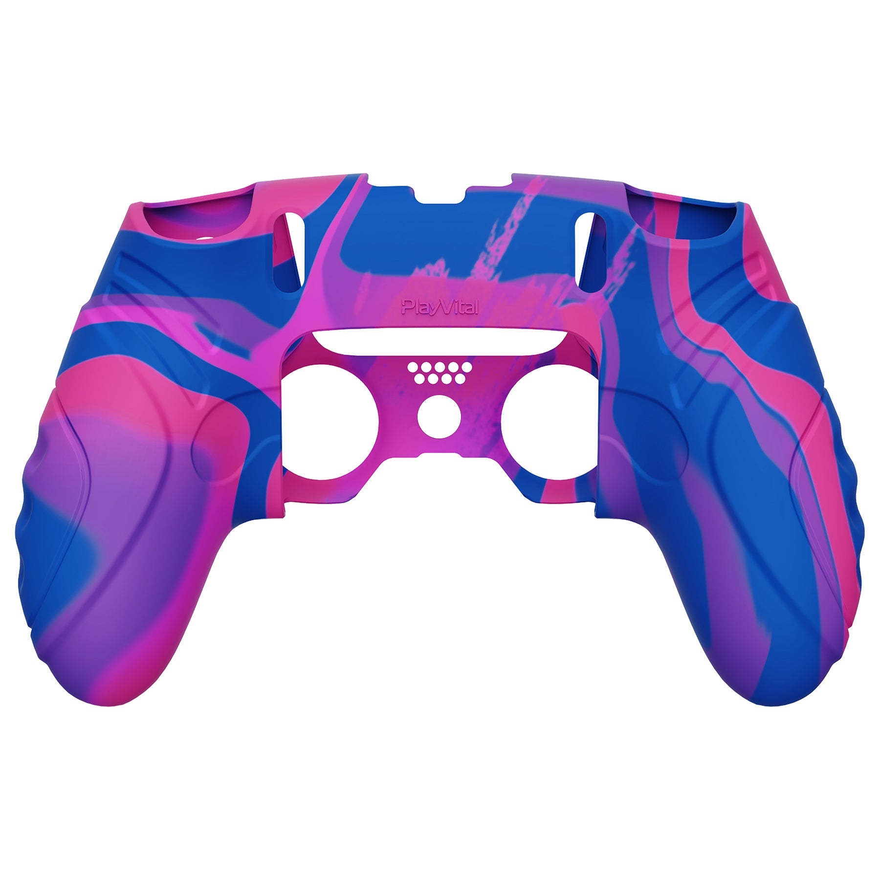 PlayVital Guardian Edition Anti-Slip Ergonomic Silicone Cover Case with Thumb Grip Caps for PS5 Edge Controller - Pink & Purple & Blue PlayVital