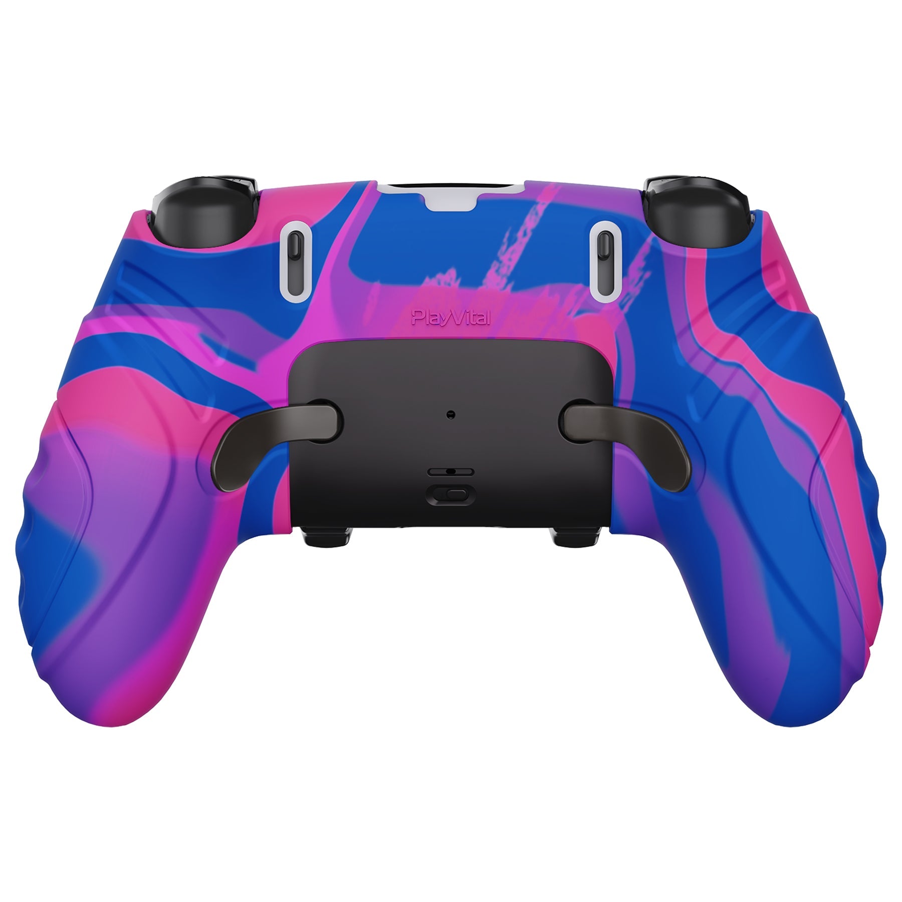 PlayVital Guardian Edition Anti-Slip Ergonomic Silicone Cover Case with Thumb Grip Caps for PS5 Edge Controller - Pink & Purple & Blue PlayVital