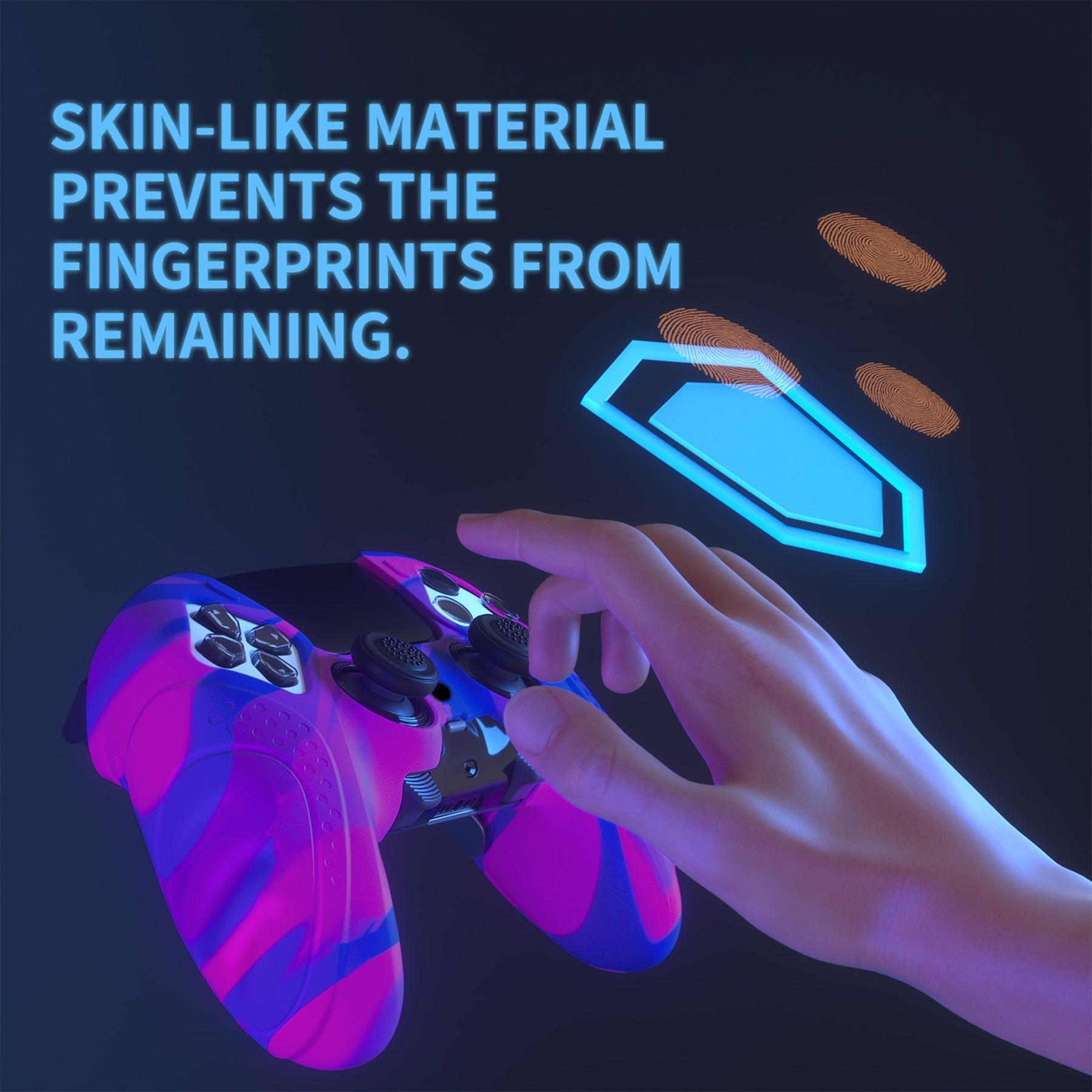 PlayVital Guardian Edition Anti-Slip Ergonomic Silicone Cover Case with Thumb Grip Caps for PS5 Edge Controller - Pink & Purple & Blue PlayVital