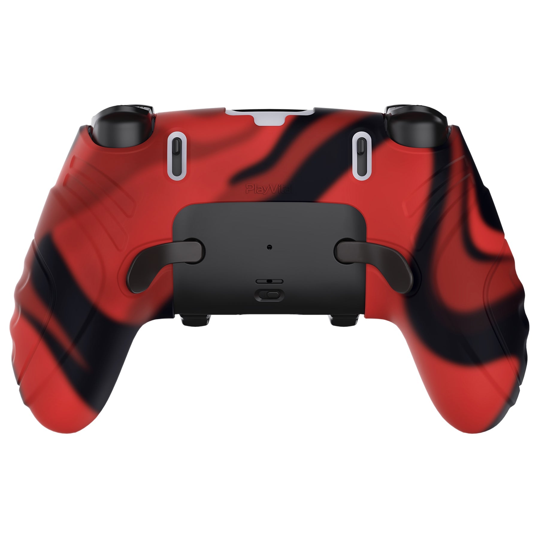 PlayVital Guardian Edition Anti-Slip Ergonomic Silicone Cover Case with Thumb Grip Caps for PS5 Edge Controller - Red & Black PlayVital