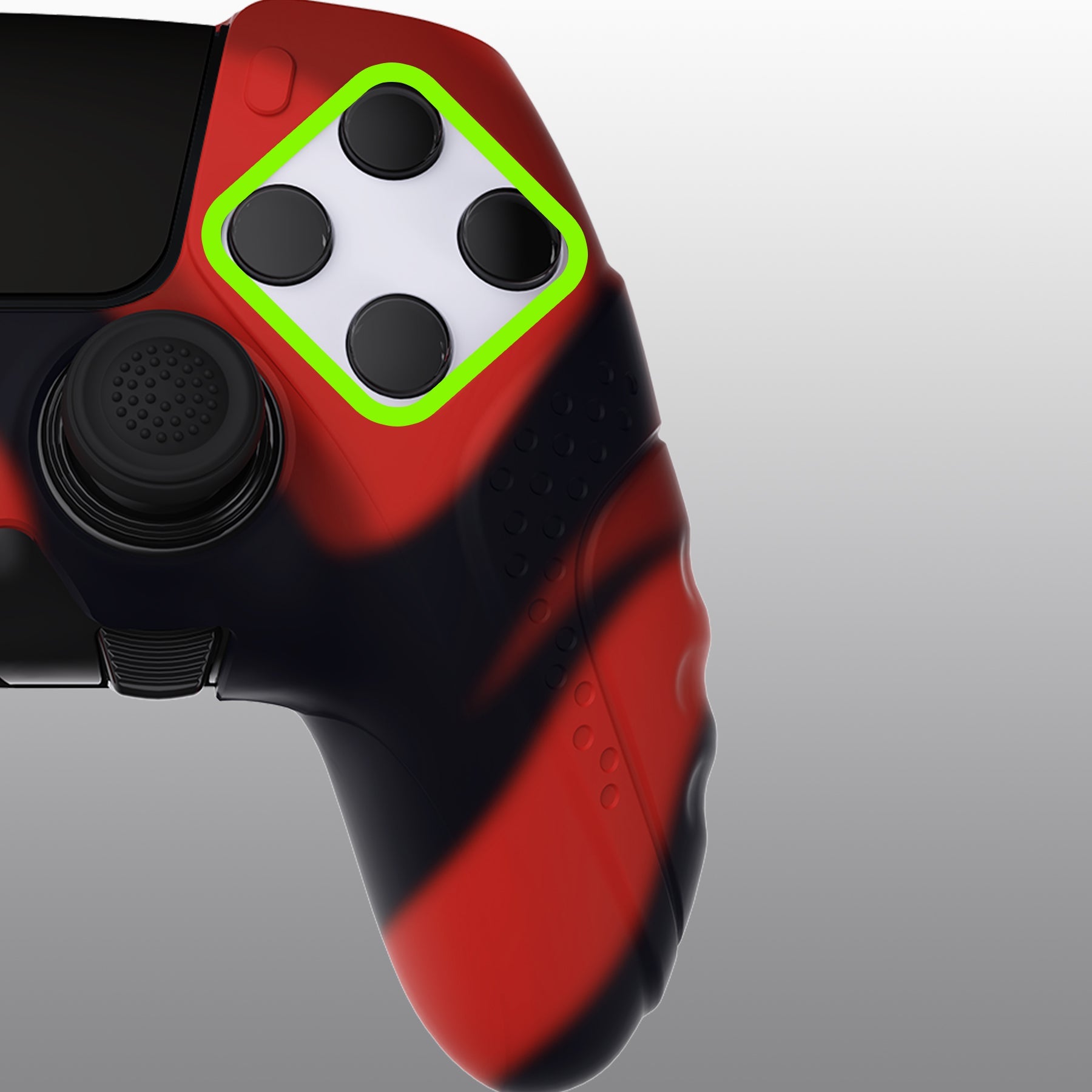 PlayVital Guardian Edition Anti-Slip Ergonomic Silicone Cover Case with Thumb Grip Caps for PS5 Edge Controller - Red & Black PlayVital
