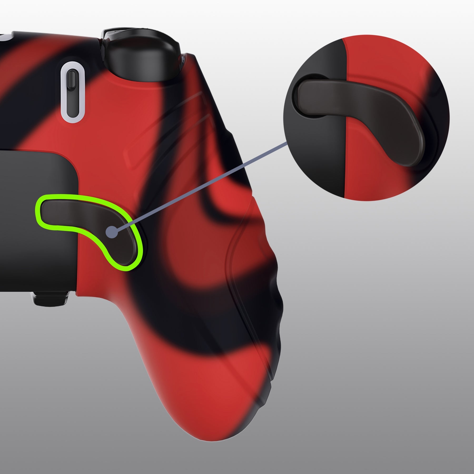 PlayVital Guardian Edition Anti-Slip Ergonomic Silicone Cover Case with Thumb Grip Caps for PS5 Edge Controller - Red & Black PlayVital