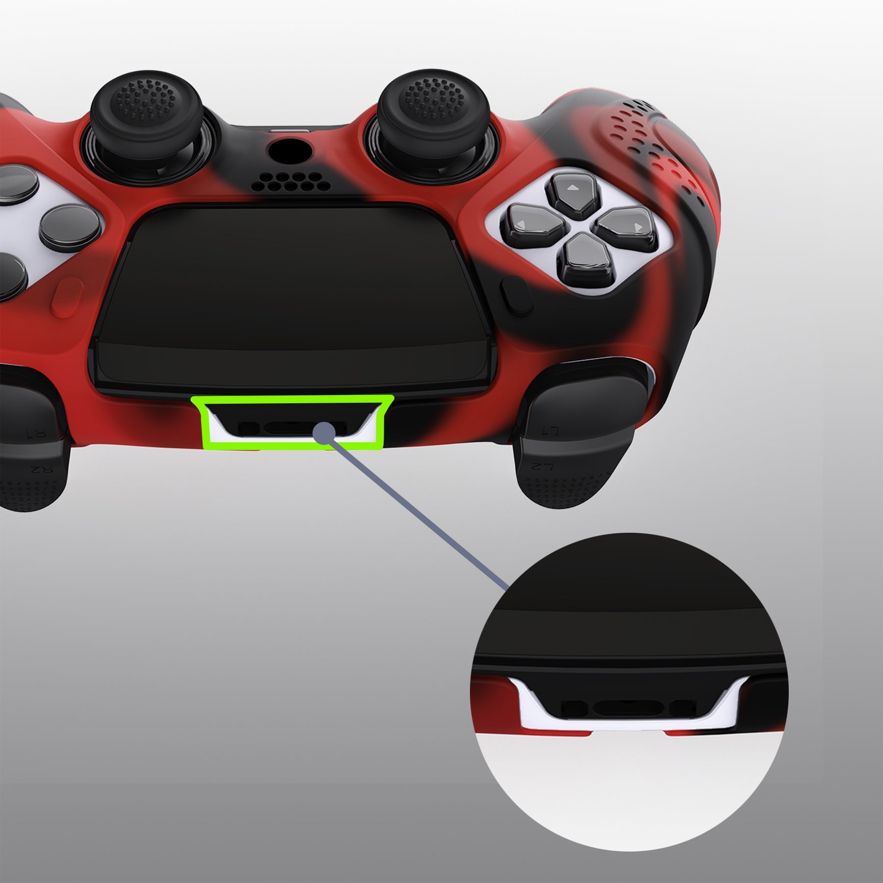 PlayVital Guardian Edition Anti-Slip Ergonomic Silicone Cover Case with Thumb Grip Caps for PS5 Edge Controller - Red & Black PlayVital
