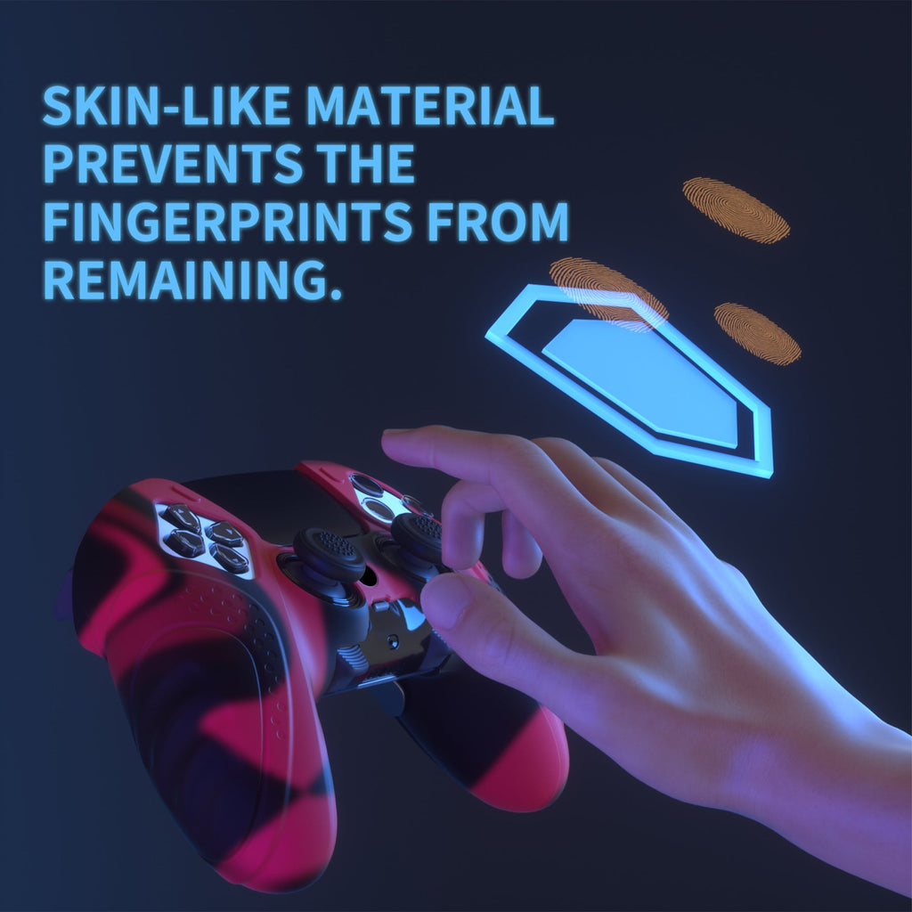 PlayVital Guardian Edition Anti-Slip Ergonomic Silicone Cover Case with Thumb Grip Caps for PS5 Edge Controller - Red & Black PlayVital