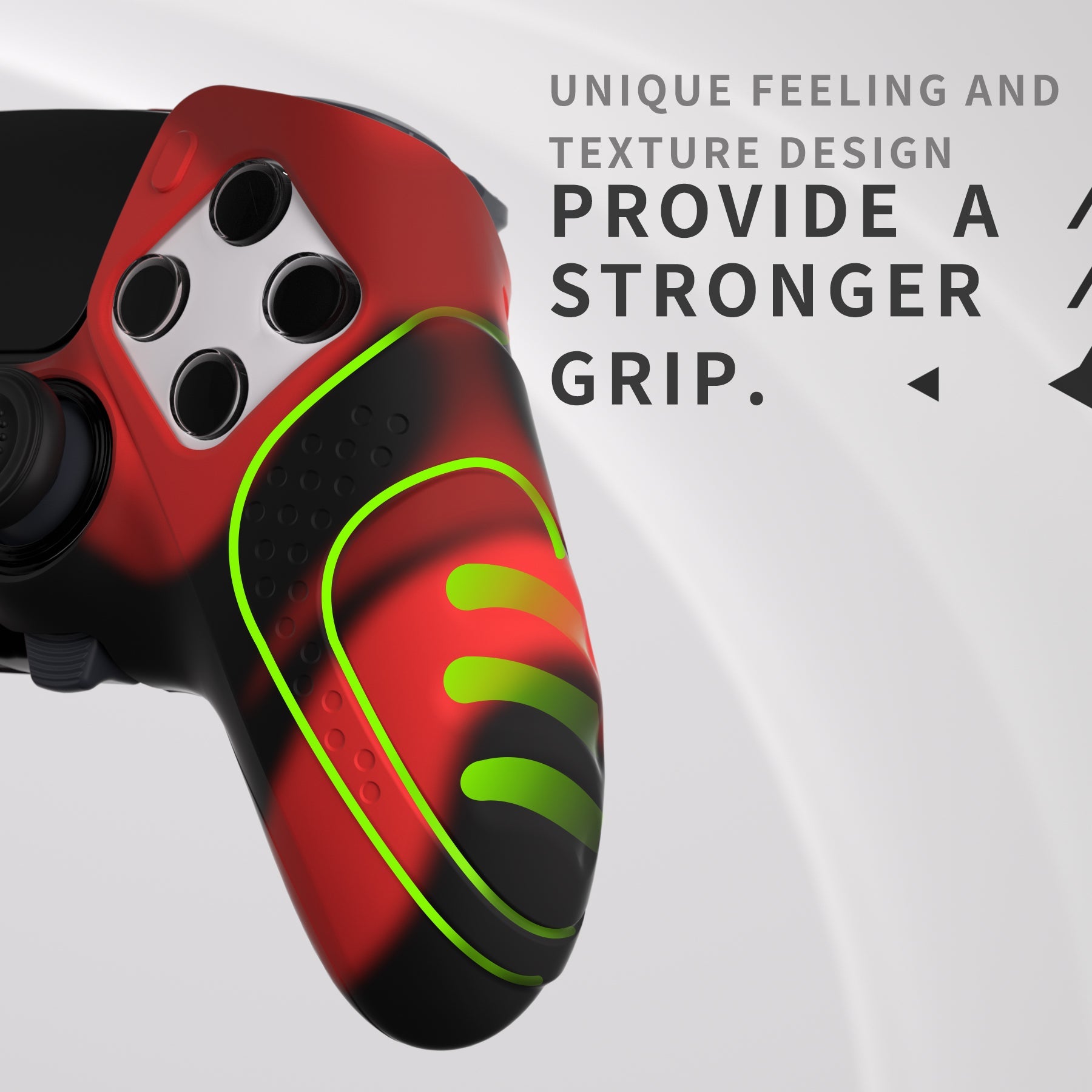 PlayVital Guardian Edition Anti-Slip Ergonomic Silicone Cover Case with Thumb Grip Caps for PS5 Edge Controller - Red & Black PlayVital