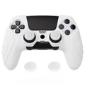 PlayVital Guardian Edition Anti-Slip Ergonomic Silicone Cover Case with Thumb Grip Caps for PS5 Edge Controller - White PlayVital