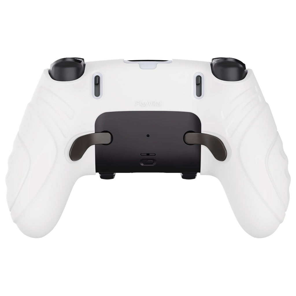 PlayVital Guardian Edition Anti-Slip Ergonomic Silicone Cover Case with Thumb Grip Caps for PS5 Edge Controller - White PlayVital