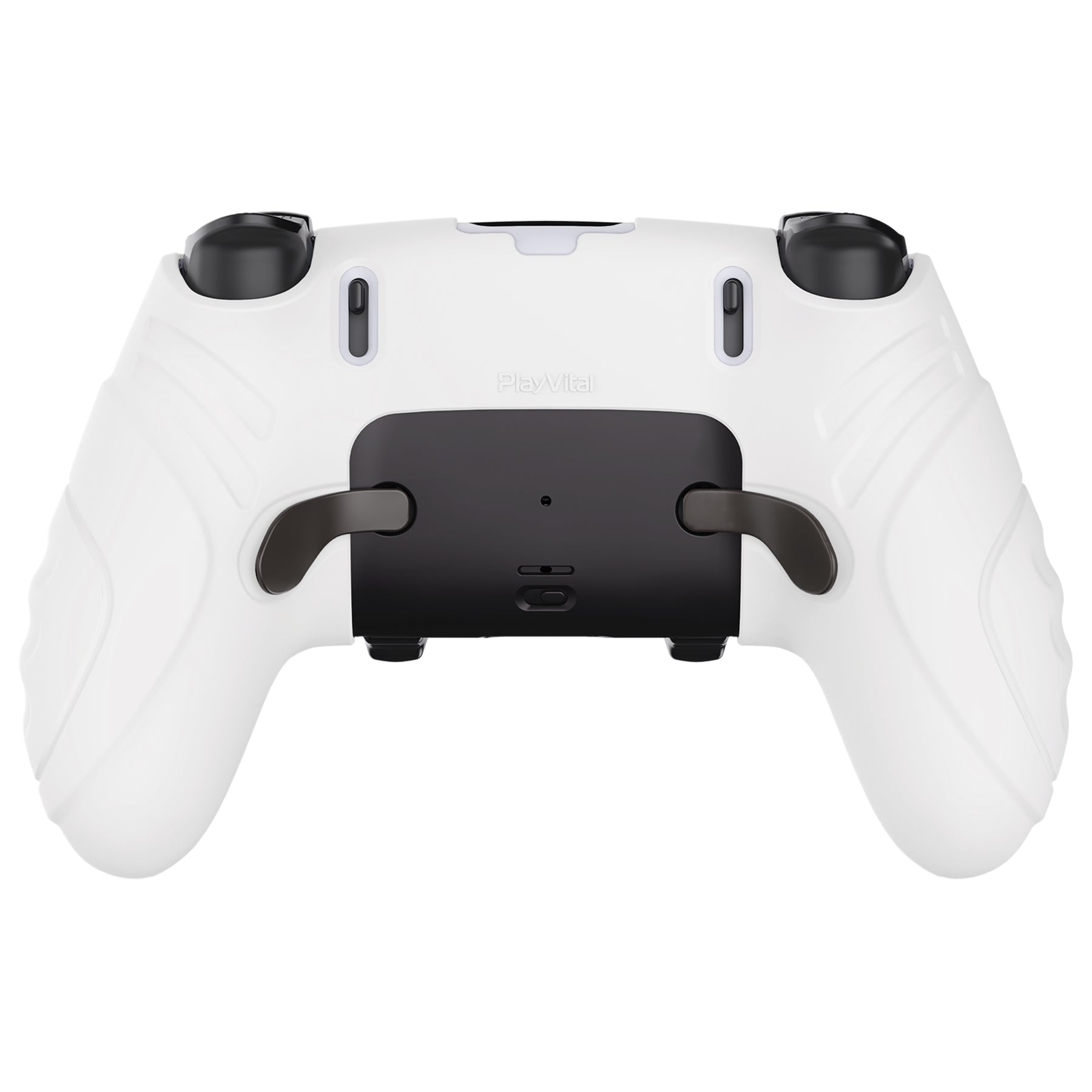 PlayVital Guardian Edition Anti-Slip Ergonomic Silicone Cover Case with Thumb Grip Caps for PS5 Edge Controller - White PlayVital