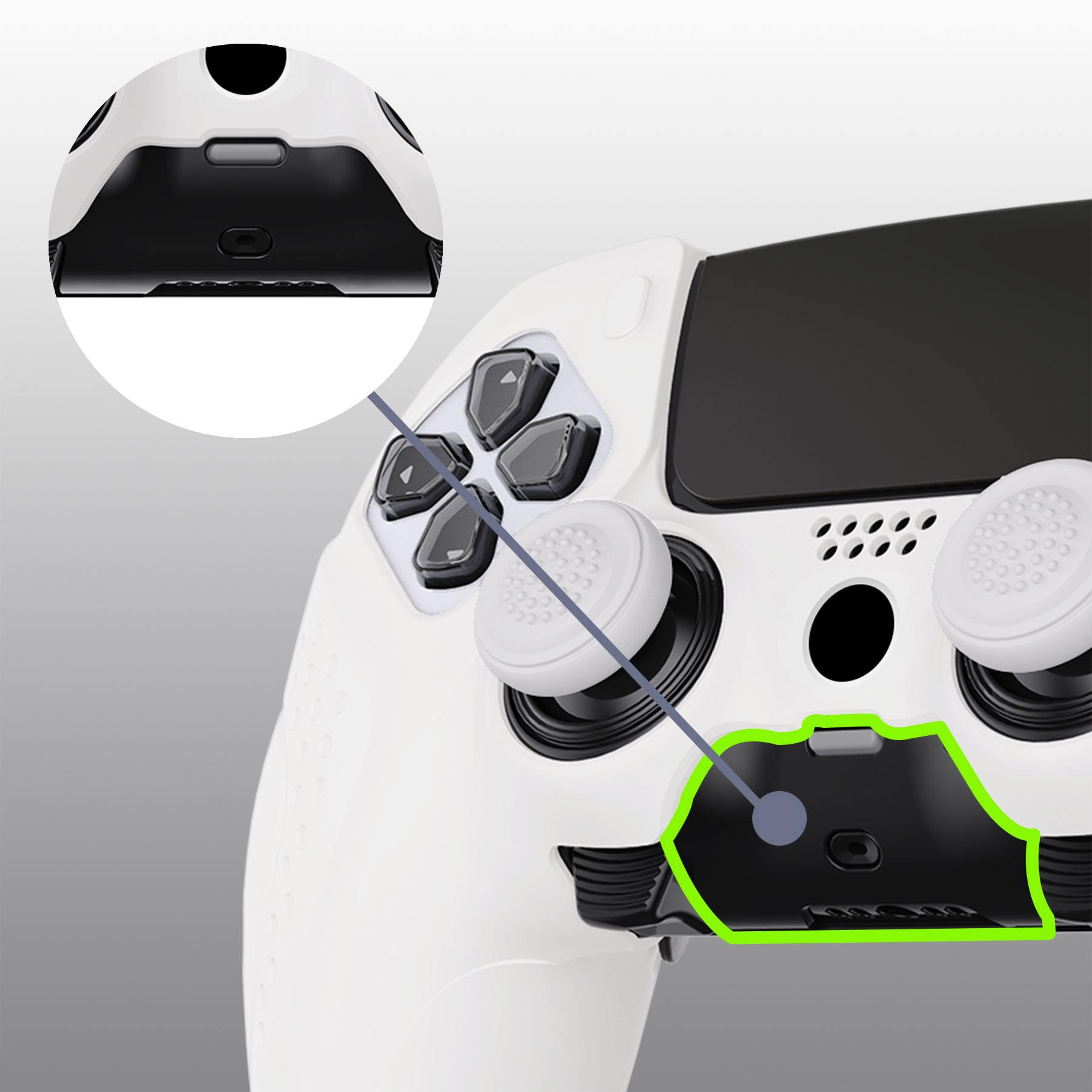 PlayVital Guardian Edition Anti-Slip Ergonomic Silicone Cover Case with Thumb Grip Caps for PS5 Edge Controller - White PlayVital