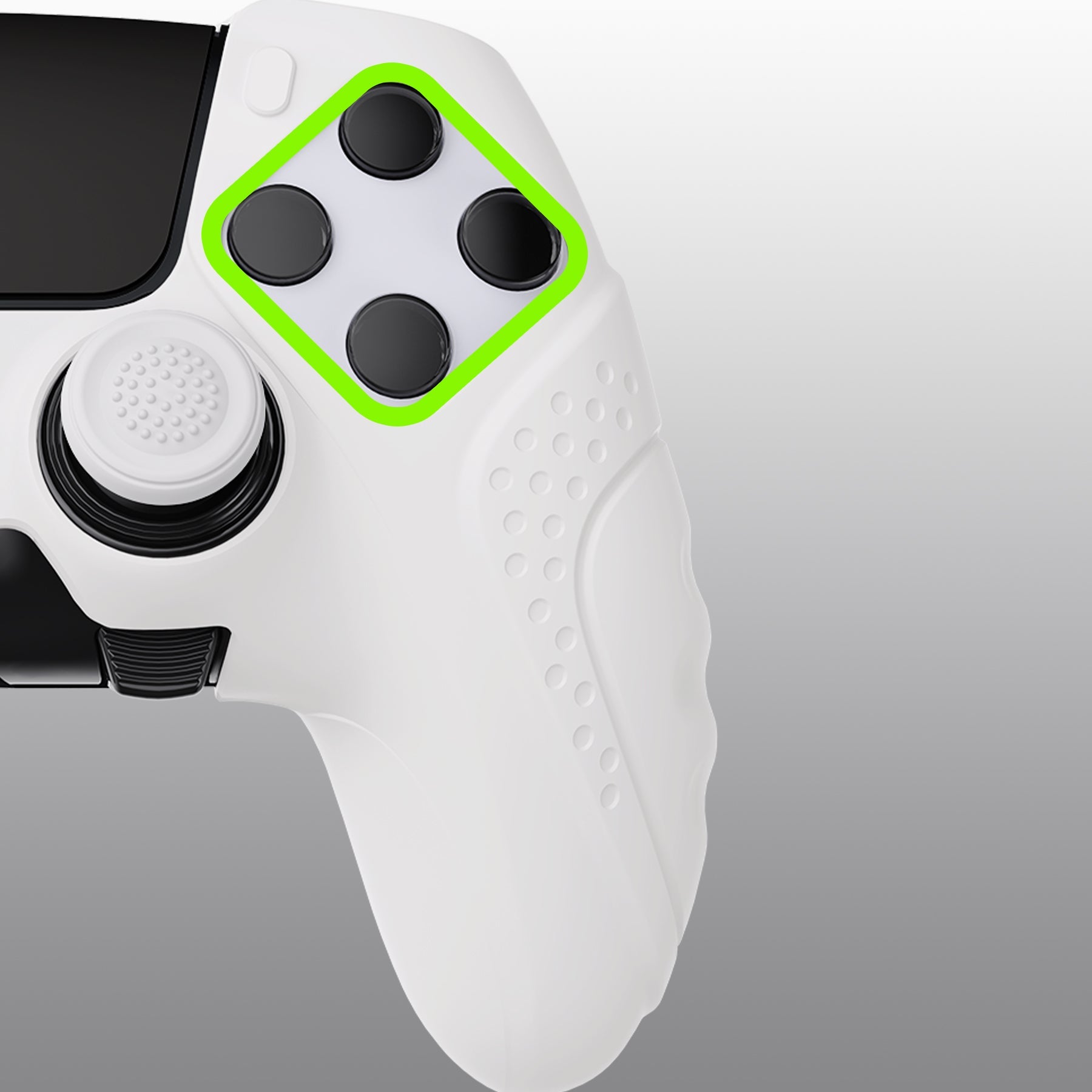 PlayVital Guardian Edition Anti-Slip Ergonomic Silicone Cover Case with Thumb Grip Caps for PS5 Edge Controller - White PlayVital