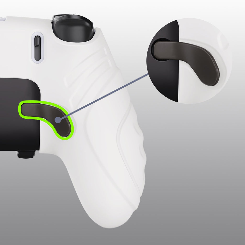 PlayVital Guardian Edition Anti-Slip Ergonomic Silicone Cover Case with Thumb Grip Caps for PS5 Edge Controller - White PlayVital