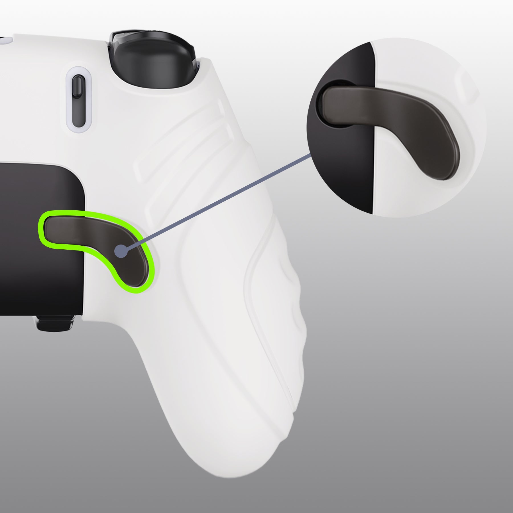 PlayVital Guardian Edition Anti-Slip Ergonomic Silicone Cover Case with Thumb Grip Caps for PS5 Edge Controller - White PlayVital