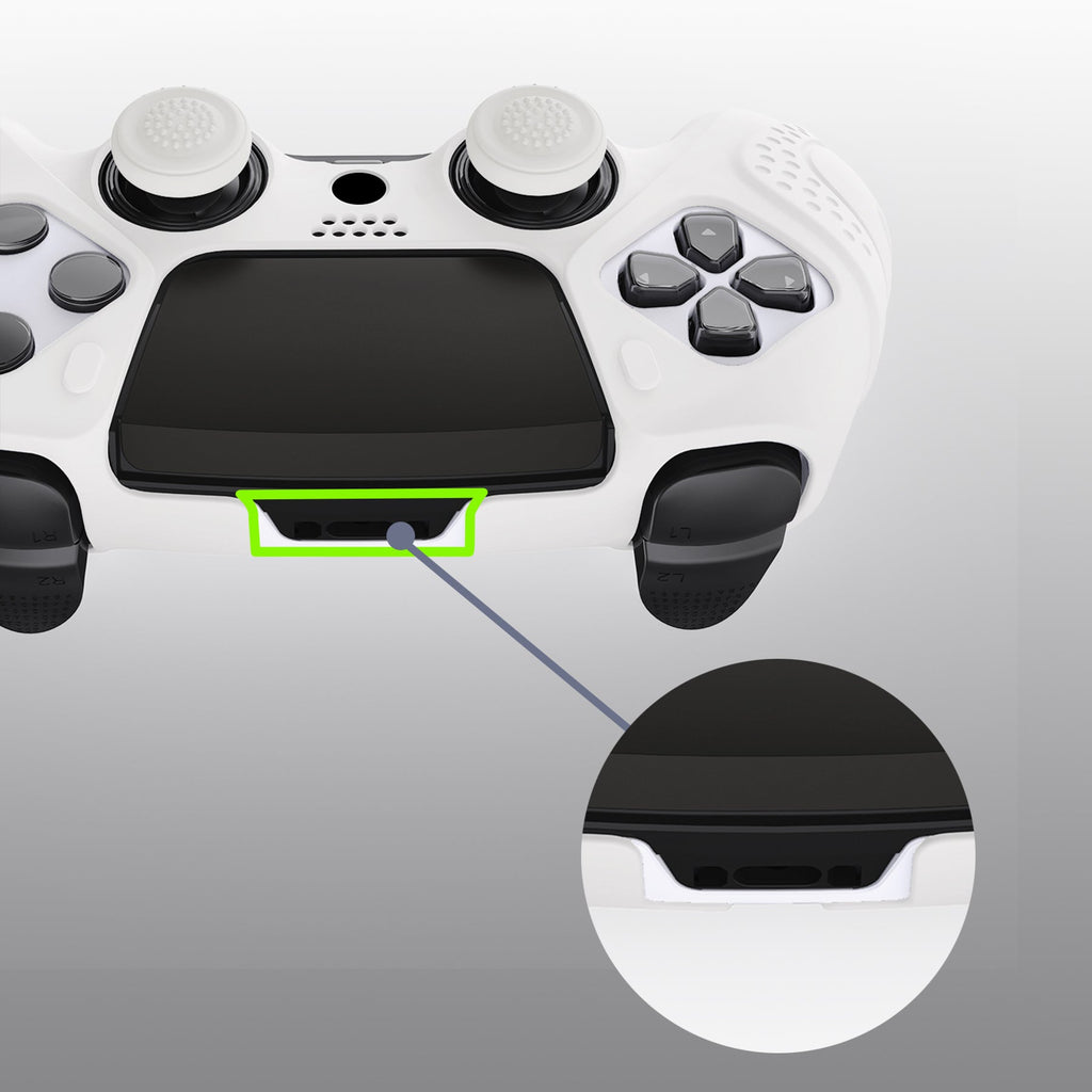 PlayVital Guardian Edition Anti-Slip Ergonomic Silicone Cover Case with Thumb Grip Caps for PS5 Edge Controller - White PlayVital