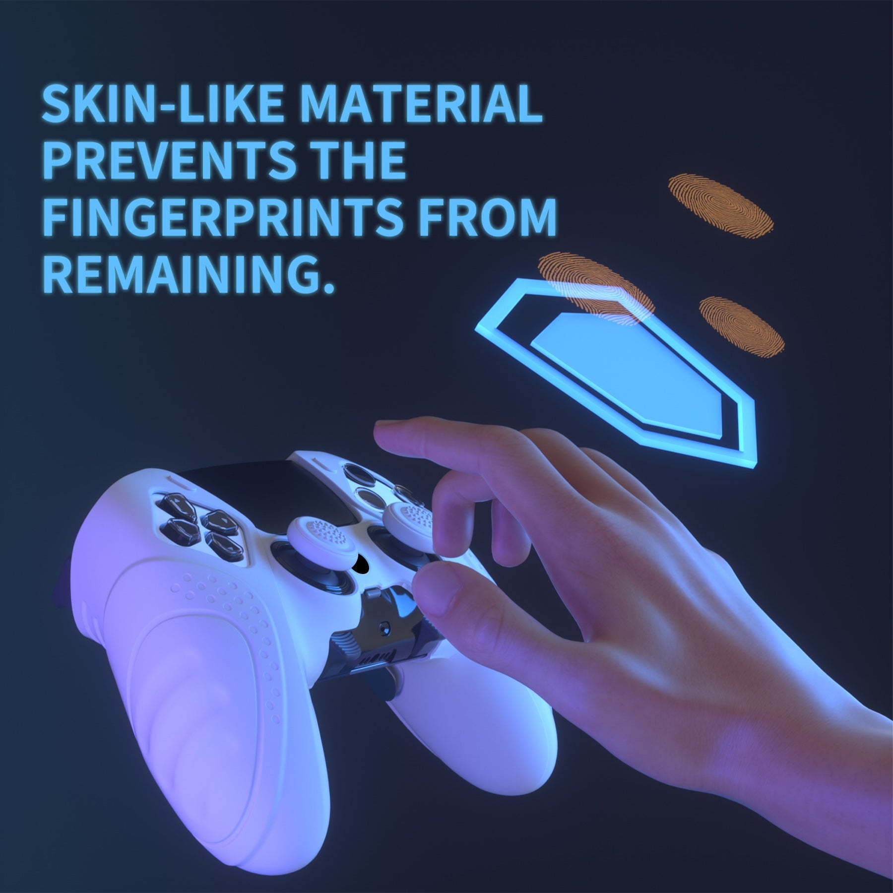 PlayVital Guardian Edition Anti-Slip Ergonomic Silicone Cover Case with Thumb Grip Caps for PS5 Edge Controller - White PlayVital