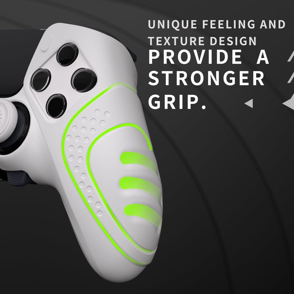 PlayVital Guardian Edition Anti-Slip Ergonomic Silicone Cover Case with Thumb Grip Caps for PS5 Edge Controller - White PlayVital