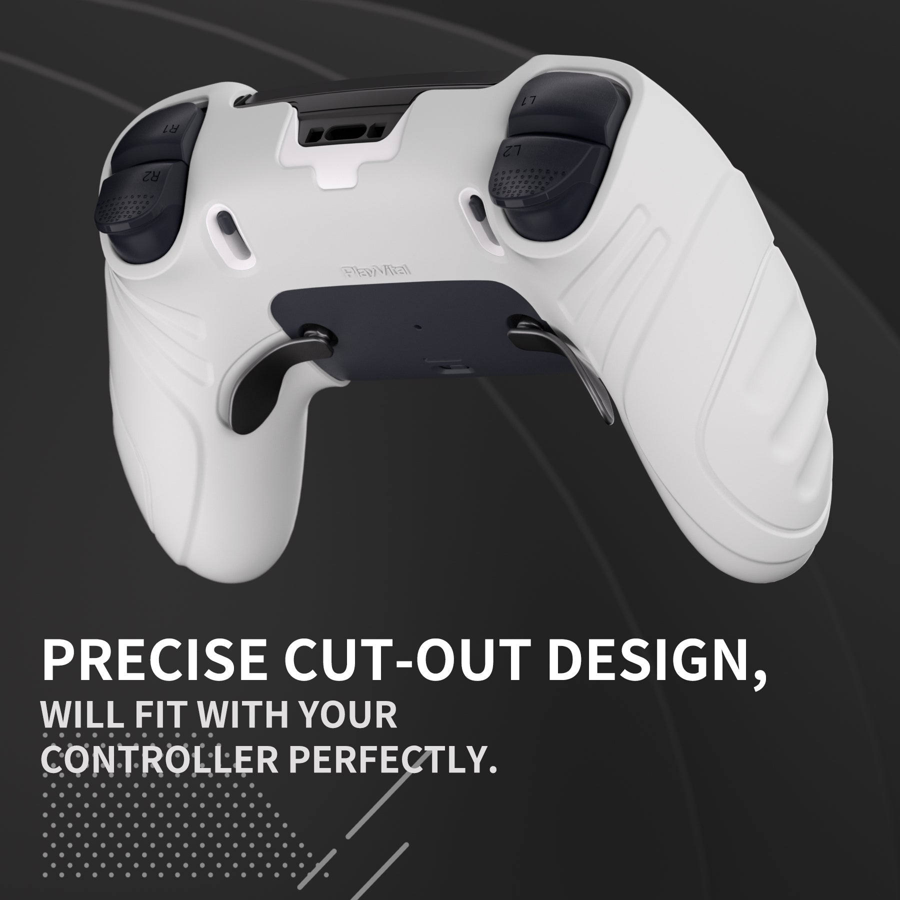 PlayVital Guardian Edition Anti-Slip Ergonomic Silicone Cover Case with Thumb Grip Caps for PS5 Edge Controller - White PlayVital