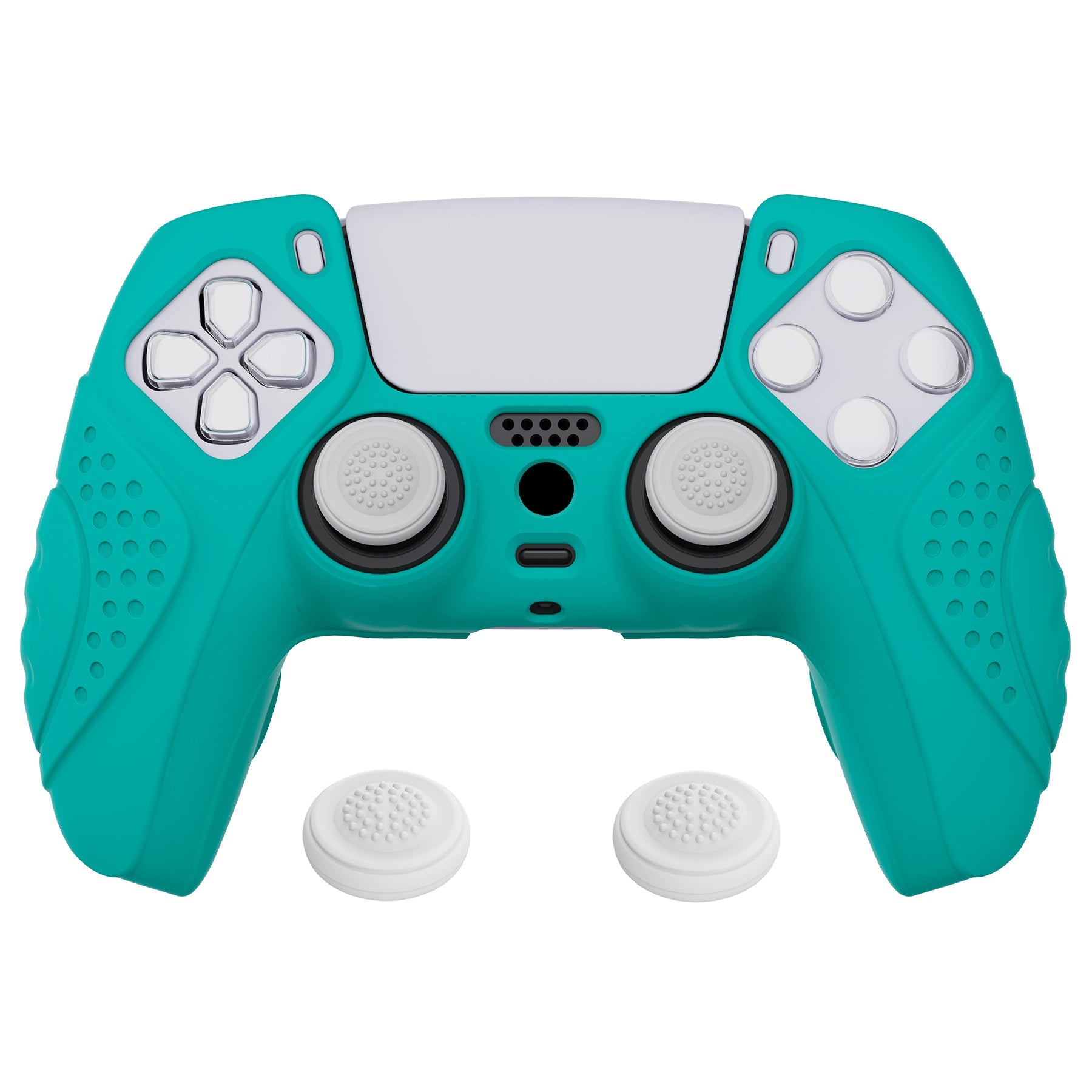 PlayVital Guardian Edition Anti-Slip Silicone Cover Skin with Thumb Grip Caps for PS5 Wireless Controller - Aqua Green PlayVital