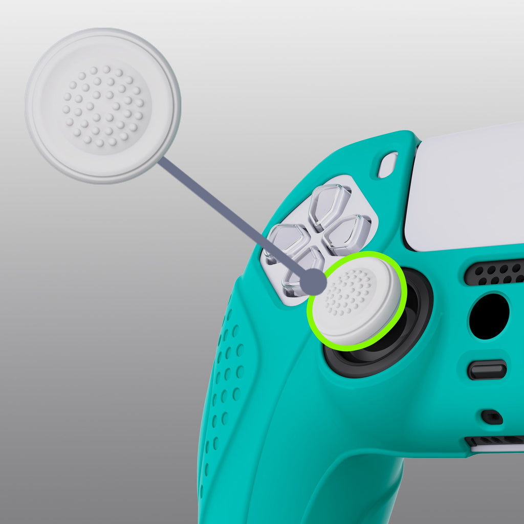 PlayVital Guardian Edition Anti-Slip Silicone Cover Skin with Thumb Grip Caps for PS5 Wireless Controller - Aqua Green PlayVital