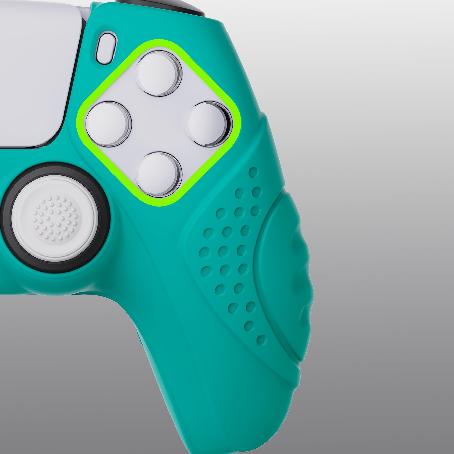 PlayVital Guardian Edition Anti-Slip Silicone Cover Skin with Thumb Grip Caps for PS5 Wireless Controller - Aqua Green PlayVital