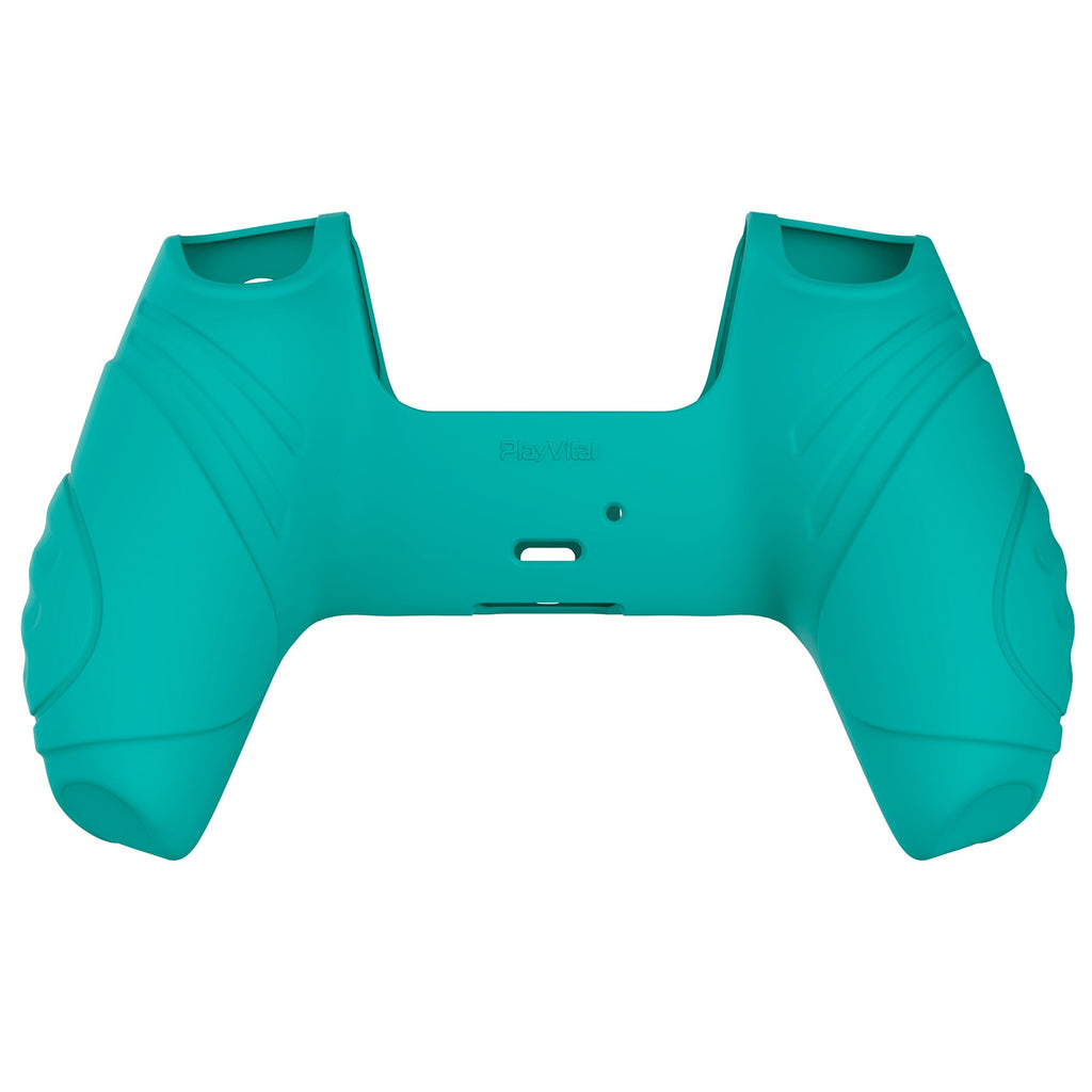 PlayVital Guardian Edition Anti-Slip Silicone Cover Skin with Thumb Grip Caps for PS5 Wireless Controller - Aqua Green PlayVital