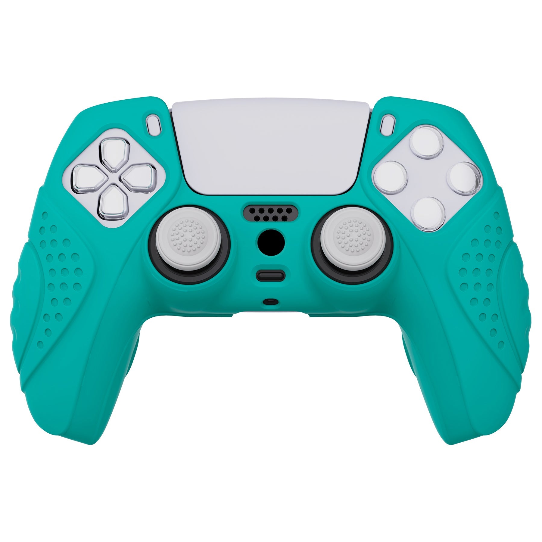 PlayVital Guardian Edition Anti-Slip Silicone Cover Skin with Thumb Grip Caps for PS5 Wireless Controller - Aqua Green PlayVital