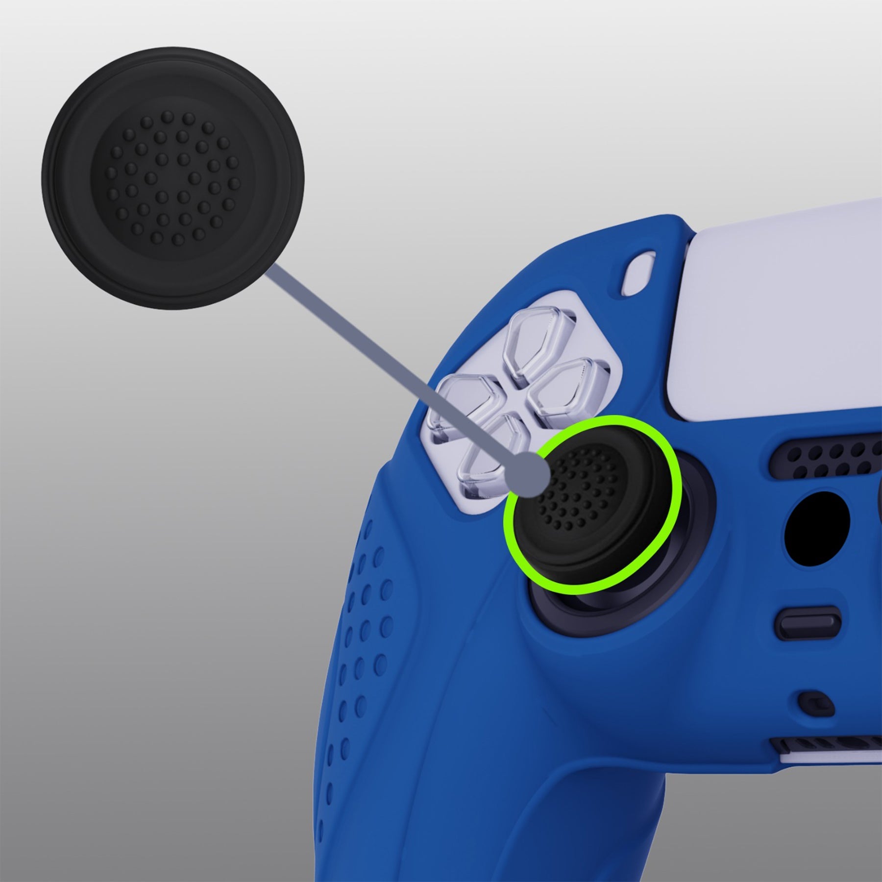 PlayVital Guardian Edition Anti-Slip Silicone Cover Skin with Thumb Grip Caps for PS5 Wireless Controller - Blue PlayVital