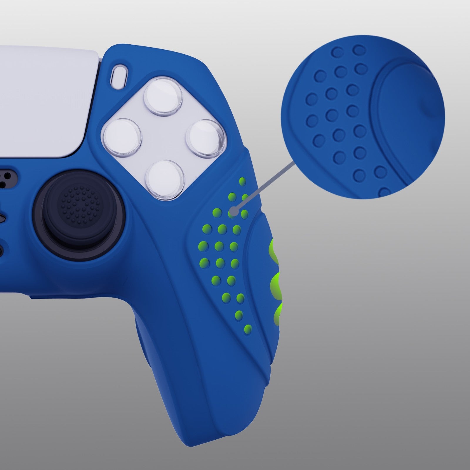 PlayVital Guardian Edition Anti-Slip Silicone Cover Skin with Thumb Grip Caps for PS5 Wireless Controller - Blue PlayVital
