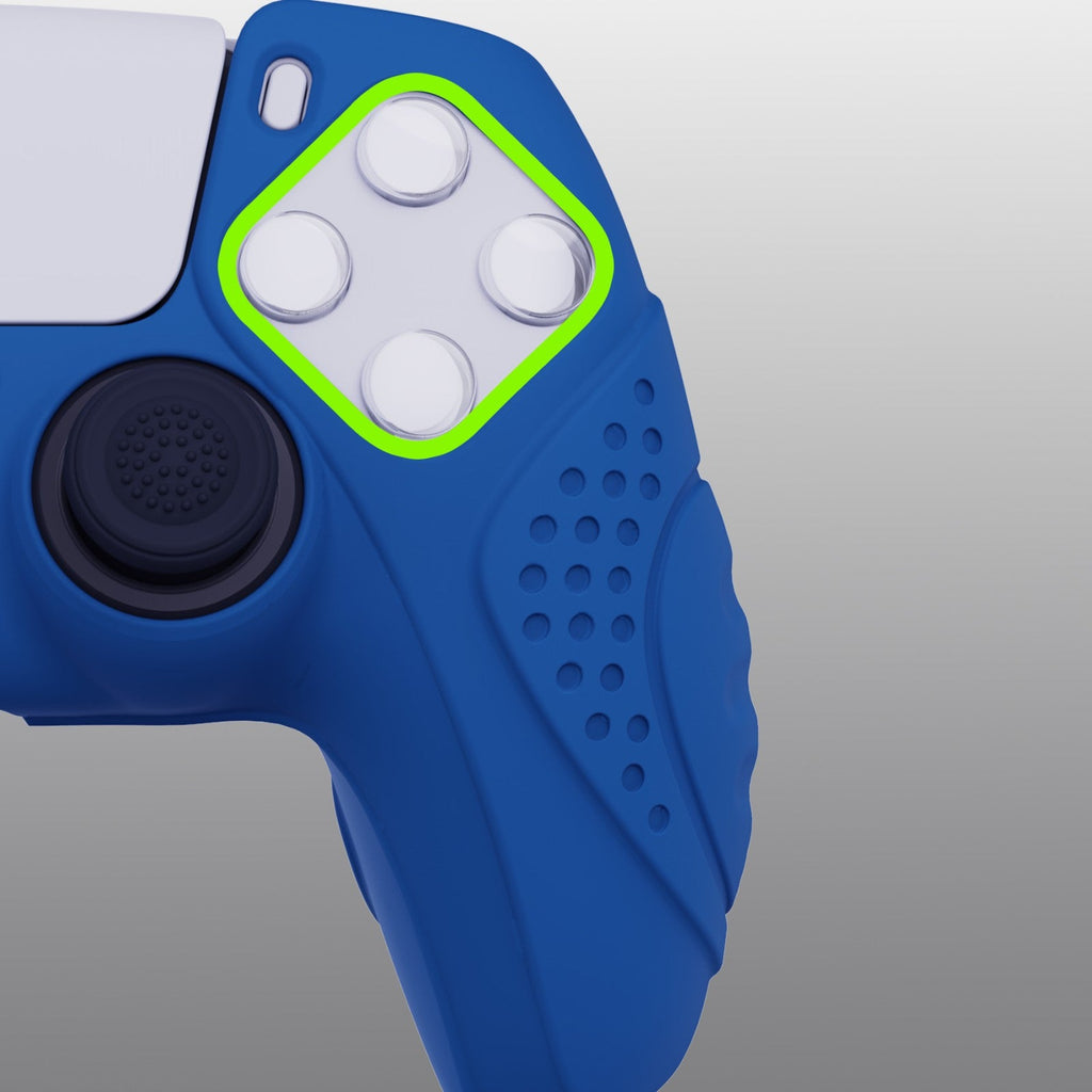 PlayVital Guardian Edition Anti-Slip Silicone Cover Skin with Thumb Grip Caps for PS5 Wireless Controller - Blue PlayVital