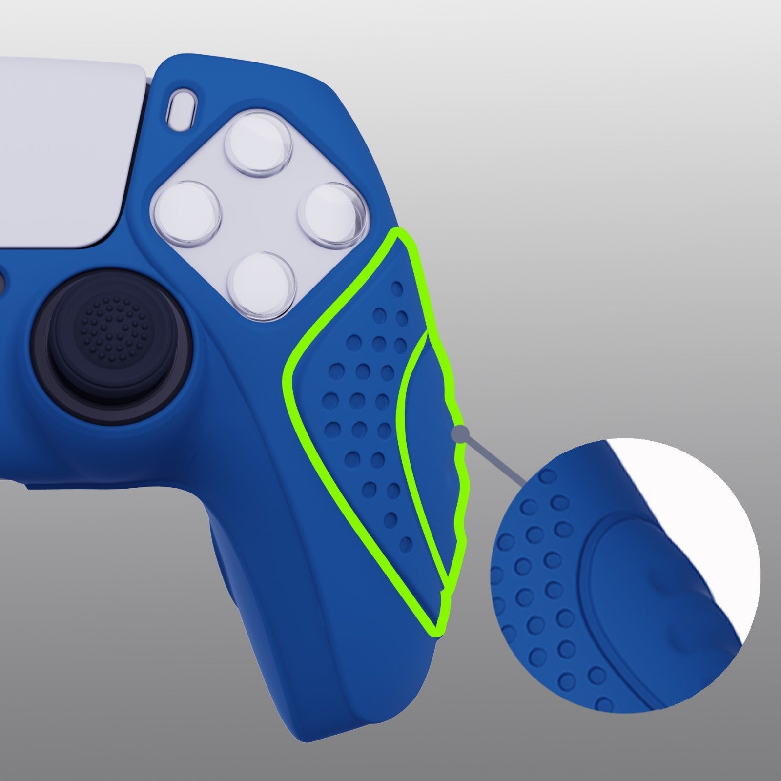PlayVital Guardian Edition Anti-Slip Silicone Cover Skin with Thumb Grip Caps for PS5 Wireless Controller - Blue PlayVital