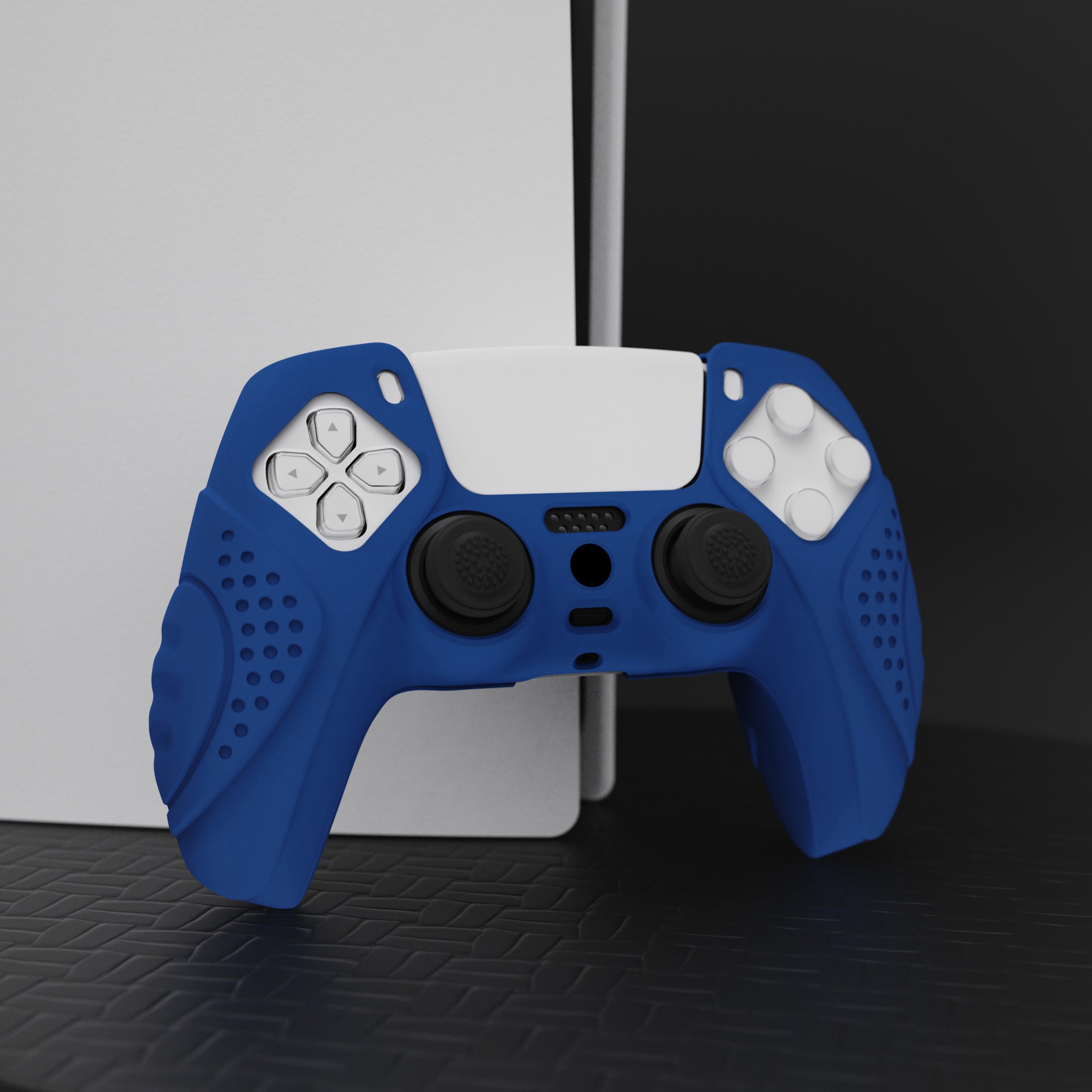 PlayVital Guardian Edition Anti-Slip Silicone Cover Skin with Thumb Grip Caps for PS5 Wireless Controller - Blue PlayVital