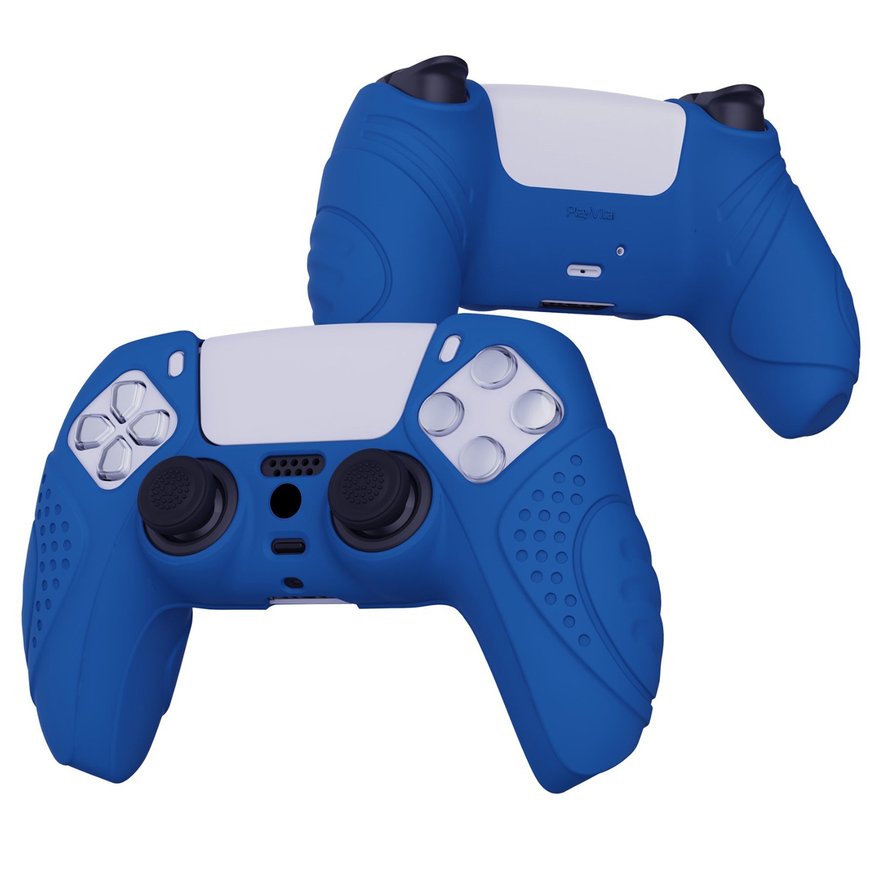 PlayVital Guardian Edition Anti-Slip Silicone Cover Skin with Thumb Grip Caps for PS5 Wireless Controller - Blue PlayVital
