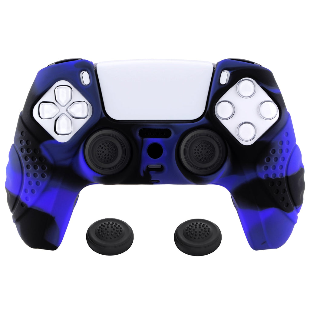 PlayVital Guardian Edition Anti-Slip Silicone Cover Skin with Thumb Grip Caps for PS5 Wireless Controller - Blue & Black PlayVital