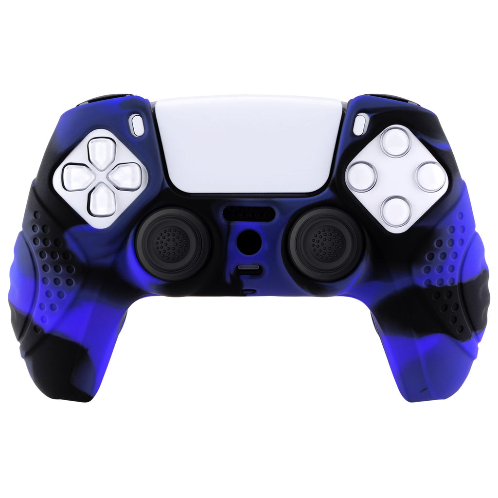 PlayVital Guardian Edition Anti-Slip Silicone Cover Skin with Thumb Grip Caps for PS5 Wireless Controller - Blue & Black PlayVital