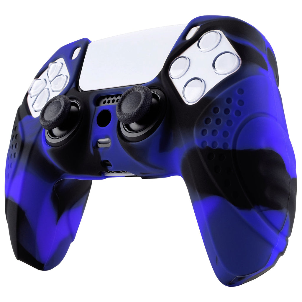 PlayVital Guardian Edition Anti-Slip Silicone Cover Skin with Thumb Grip Caps for PS5 Wireless Controller - Blue & Black PlayVital