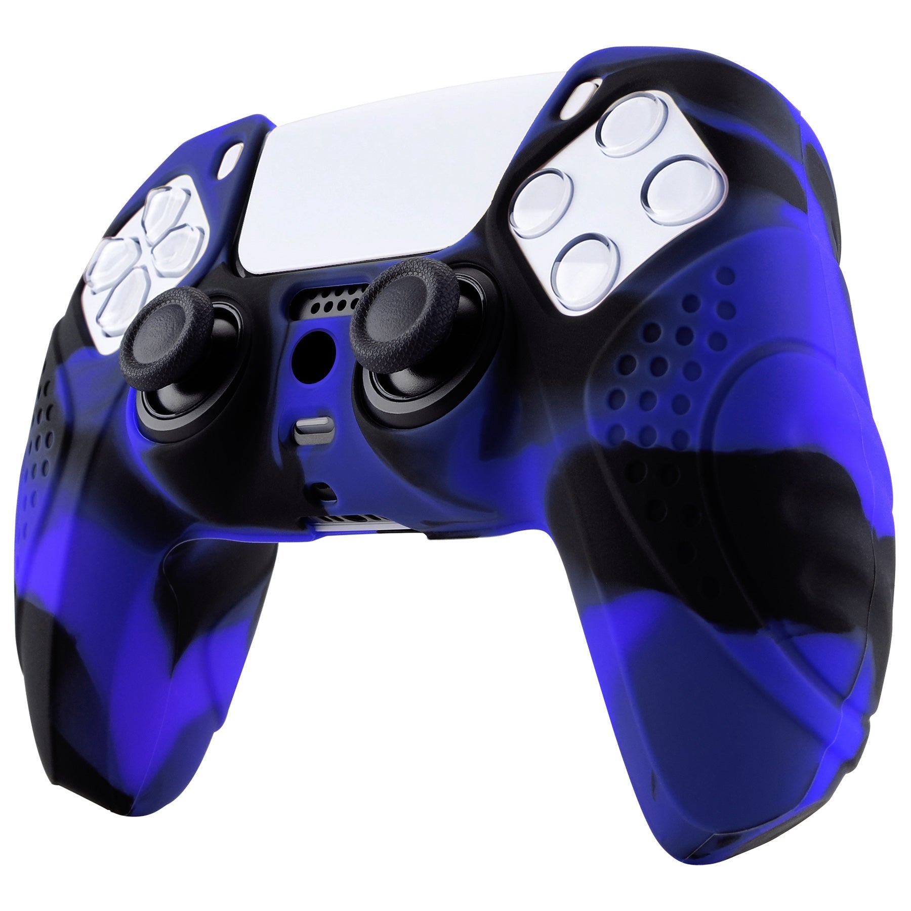 PlayVital Guardian Edition Anti-Slip Silicone Cover Skin with Thumb Grip Caps for PS5 Wireless Controller - Blue & Black PlayVital