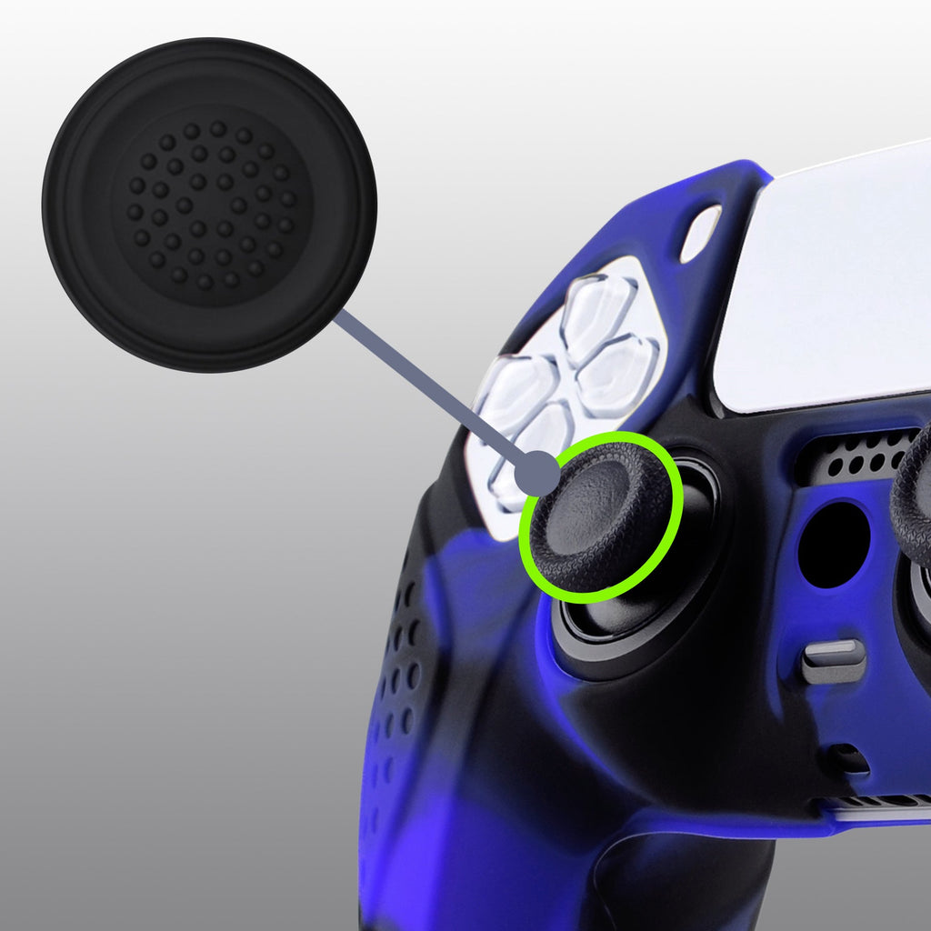 PlayVital Guardian Edition Anti-Slip Silicone Cover Skin with Thumb Grip Caps for PS5 Wireless Controller - Blue & Black PlayVital