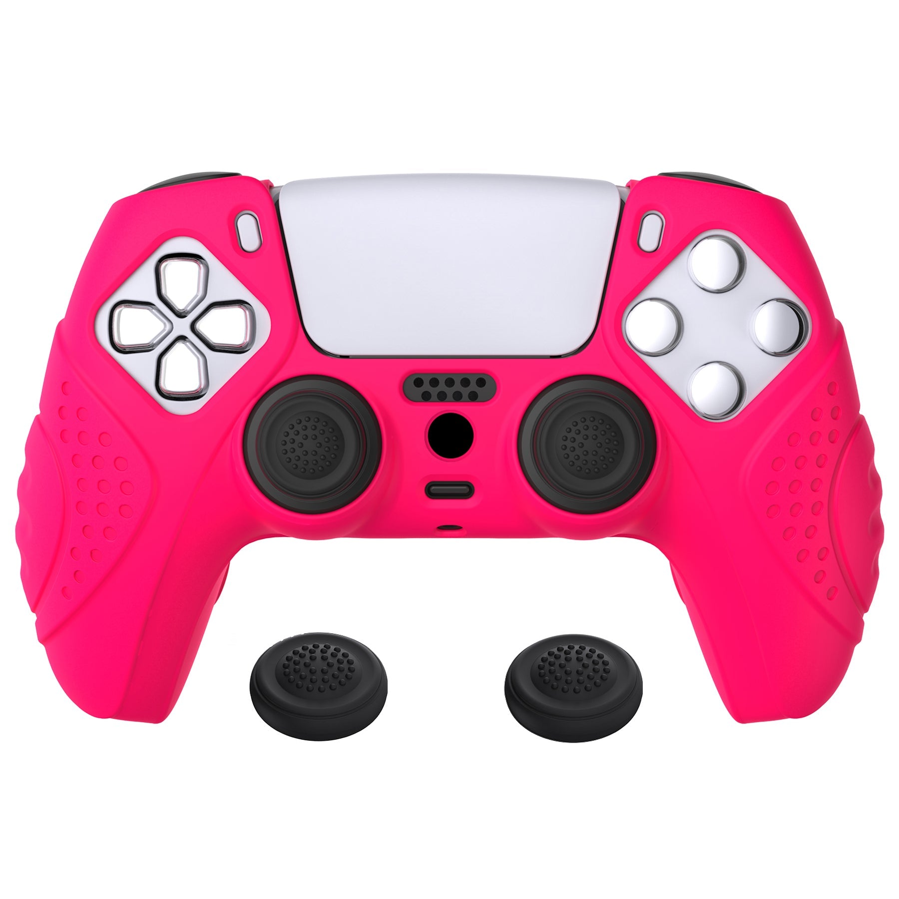 PlayVital Guardian Edition Anti-Slip Silicone Cover Skin with Thumb Grip Caps for PS5 Wireless Controller - Bright Pink PlayVital