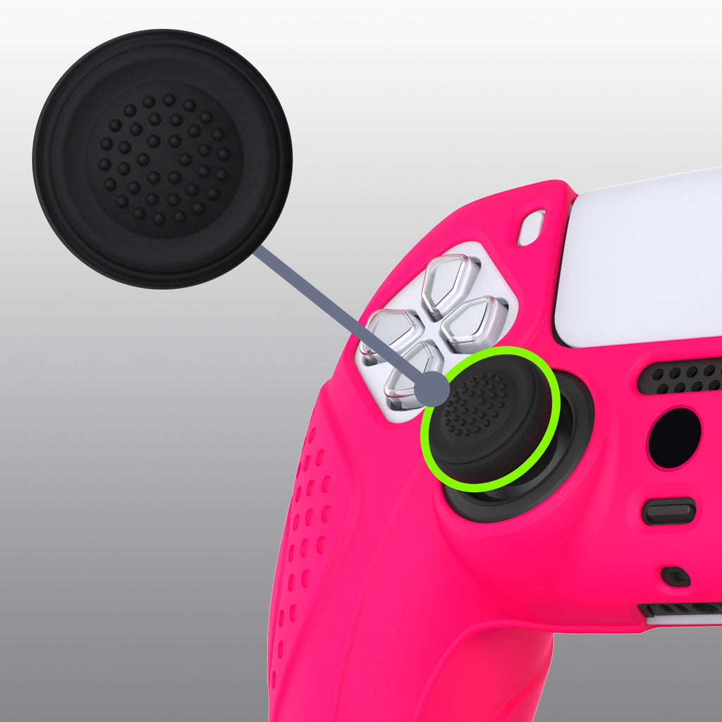 PlayVital Guardian Edition Anti-Slip Silicone Cover Skin with Thumb Grip Caps for PS5 Wireless Controller - Bright Pink PlayVital