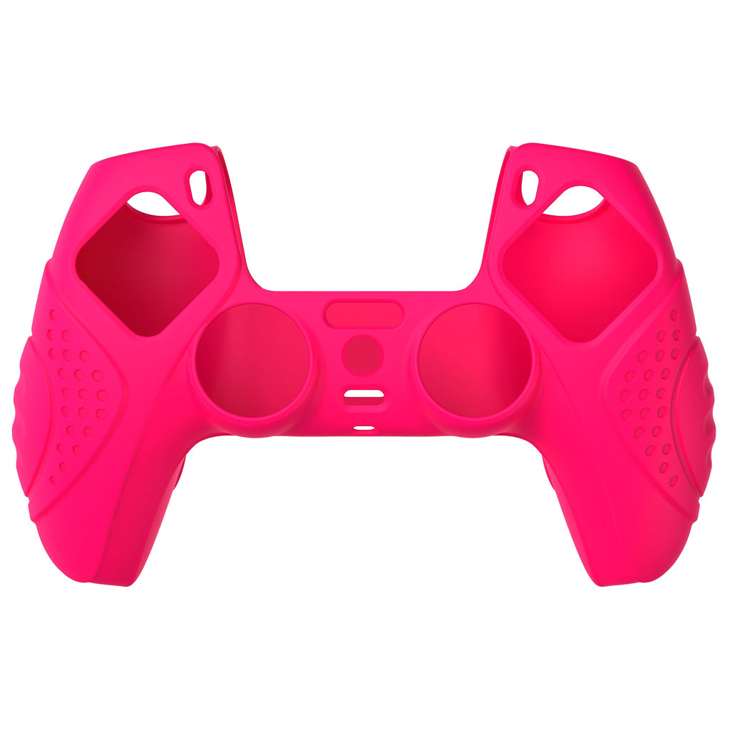 PlayVital Guardian Edition Anti-Slip Silicone Cover Skin with Thumb Grip Caps for PS5 Wireless Controller - Bright Pink PlayVital