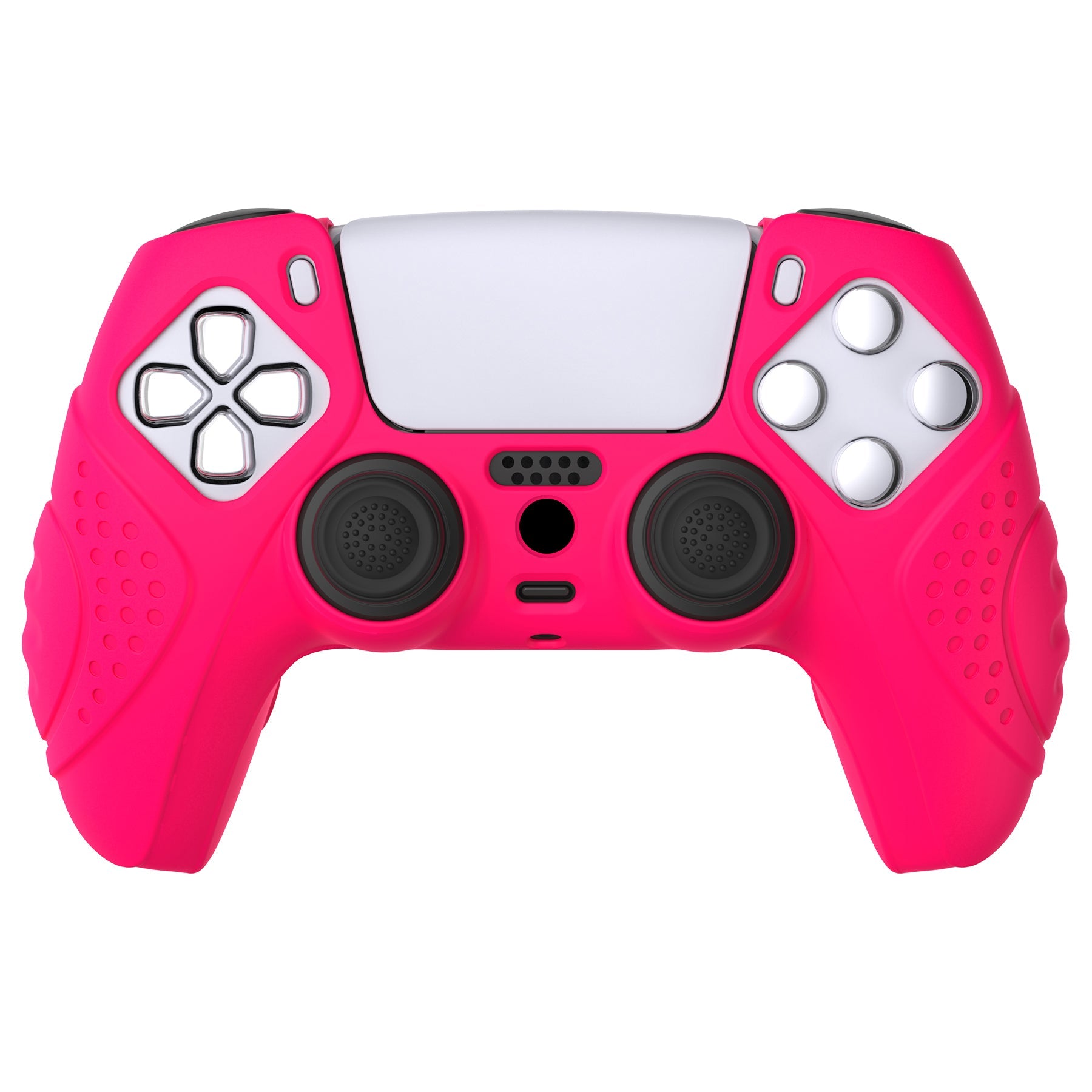 PlayVital Guardian Edition Anti-Slip Silicone Cover Skin with Thumb Grip Caps for PS5 Wireless Controller - Bright Pink PlayVital