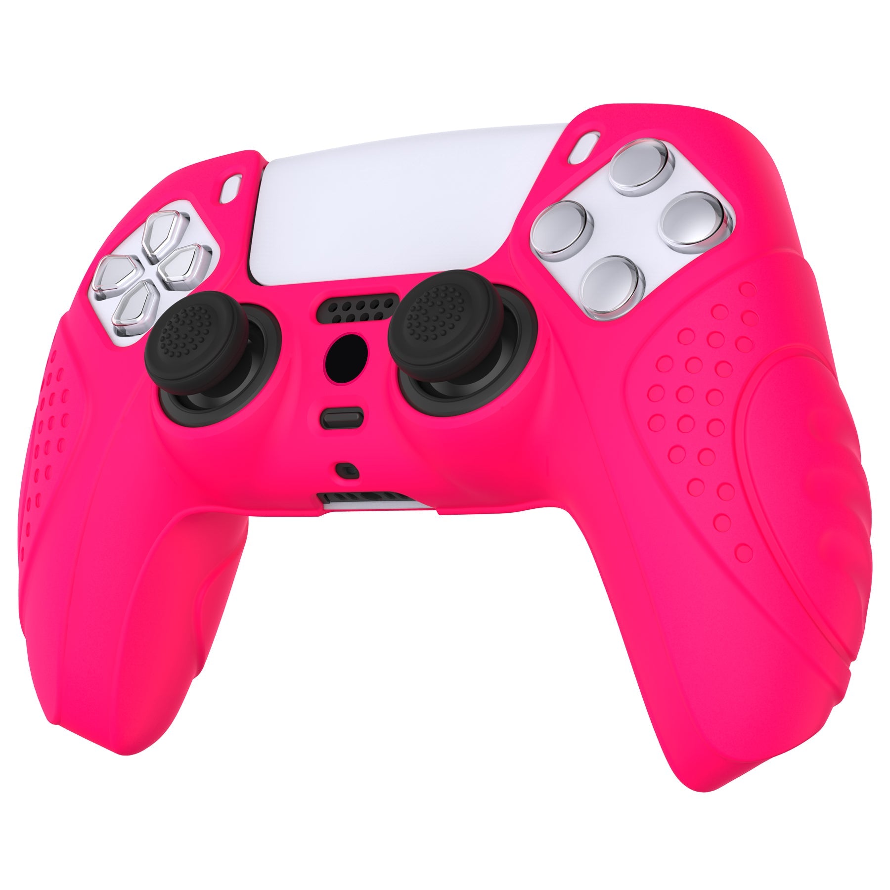PlayVital Guardian Edition Anti-Slip Silicone Cover Skin with Thumb Grip Caps for PS5 Wireless Controller - Bright Pink PlayVital