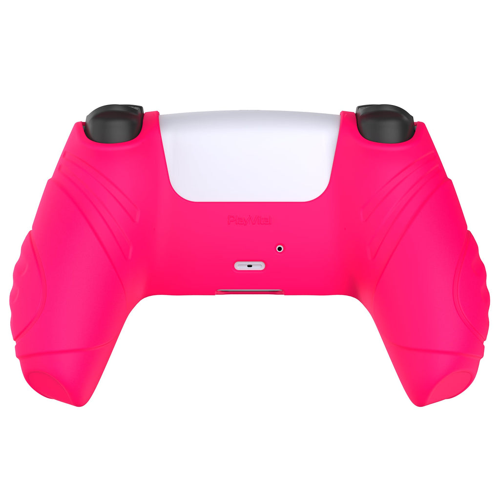 PlayVital Guardian Edition Anti-Slip Silicone Cover Skin with Thumb Grip Caps for PS5 Wireless Controller - Bright Pink PlayVital